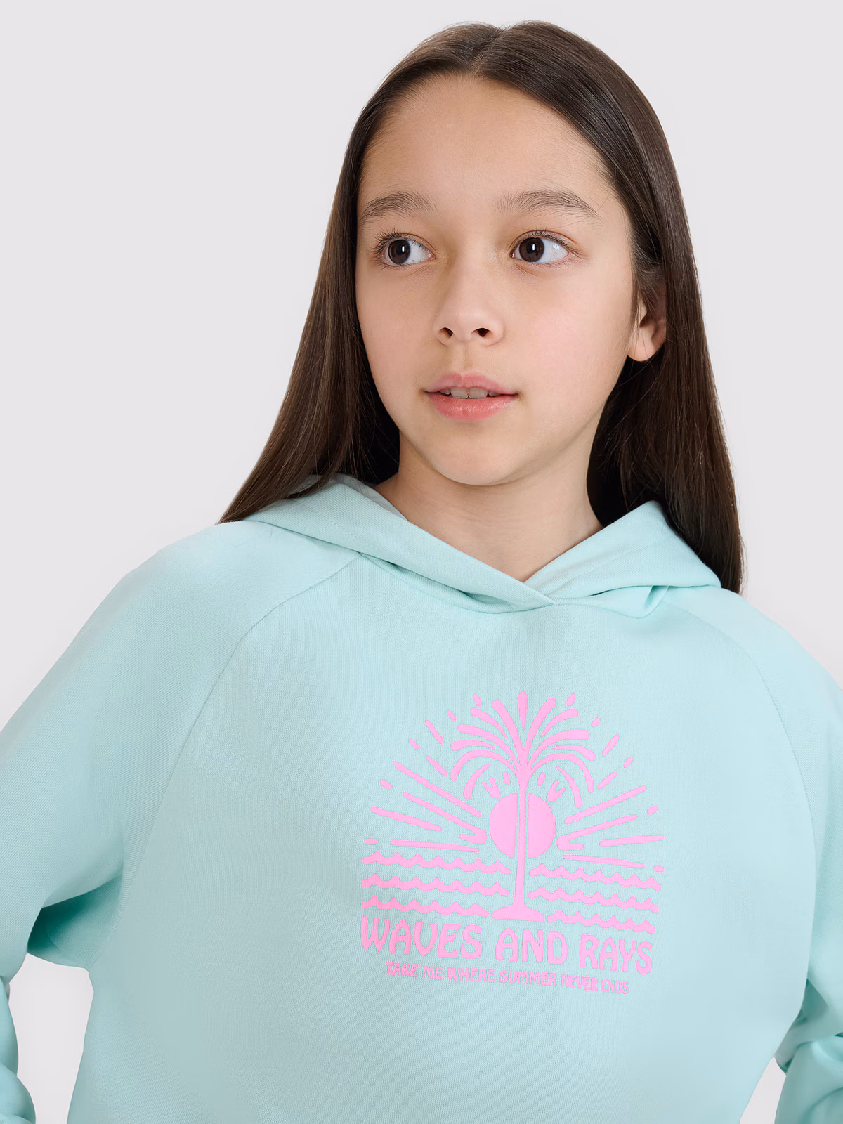 Bluza dresowa nierozpinana z kapturem dziewczęca - żółta