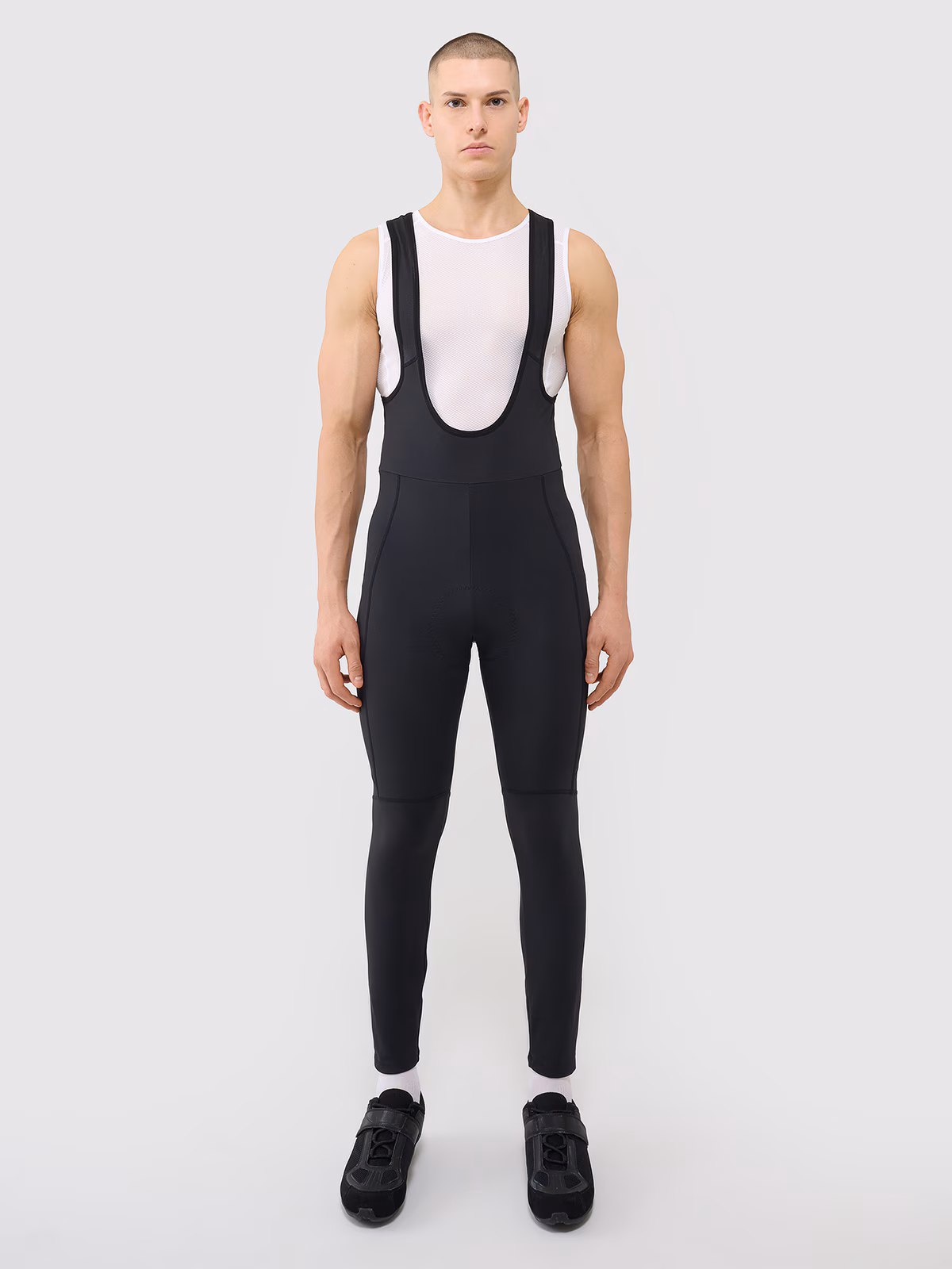 Legginsy rowerowe z żelowo-piankową wkładką i szelkami męskie - czarne