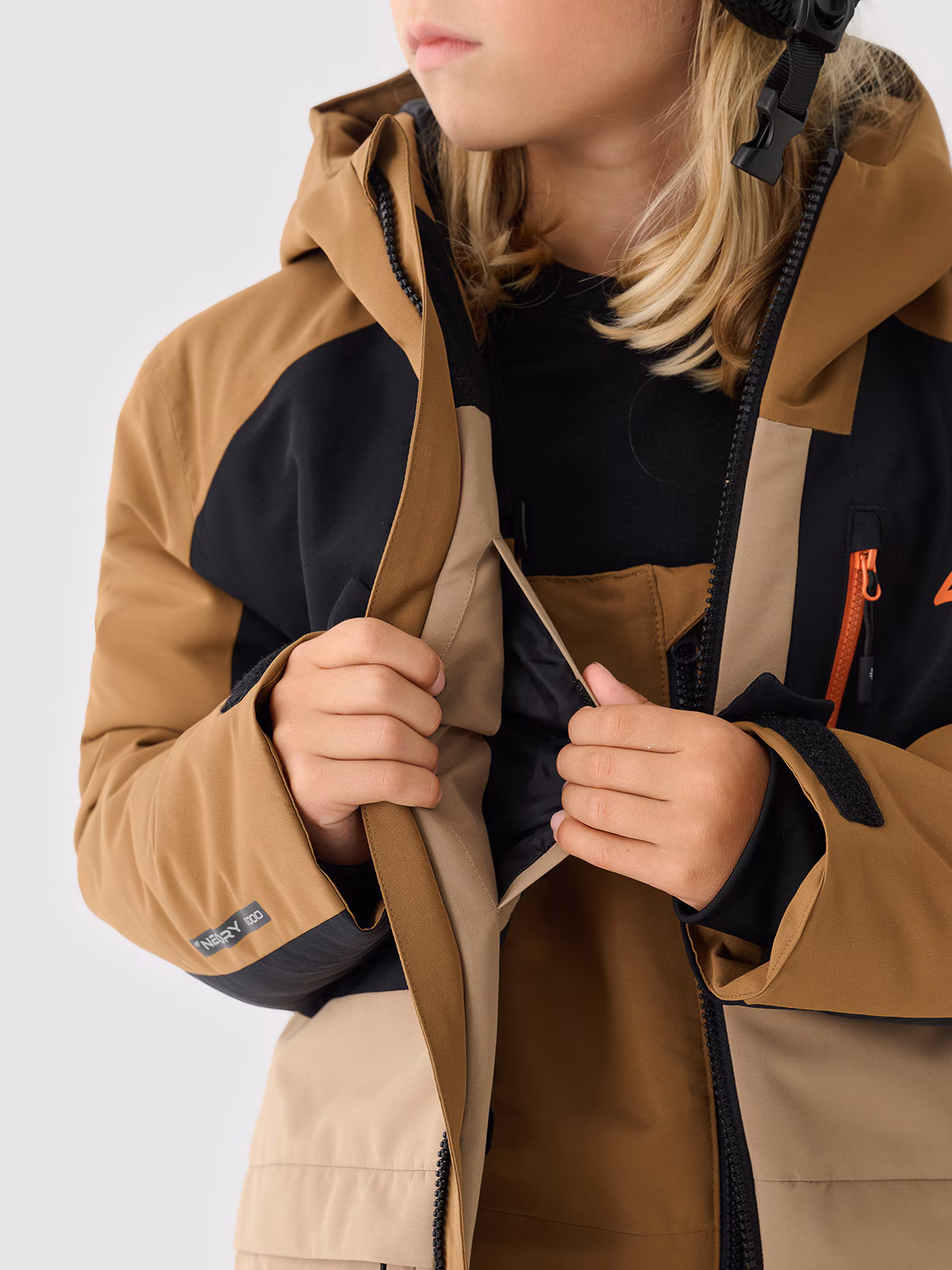 Kurtka snowboardowa membrana 10000 chłopięca - brązowa