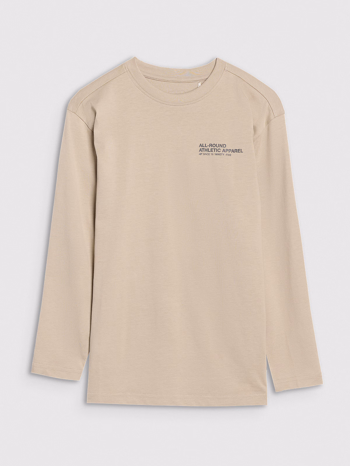 Longsleeve oversize z nadrukiem chłopięcy - beżowy