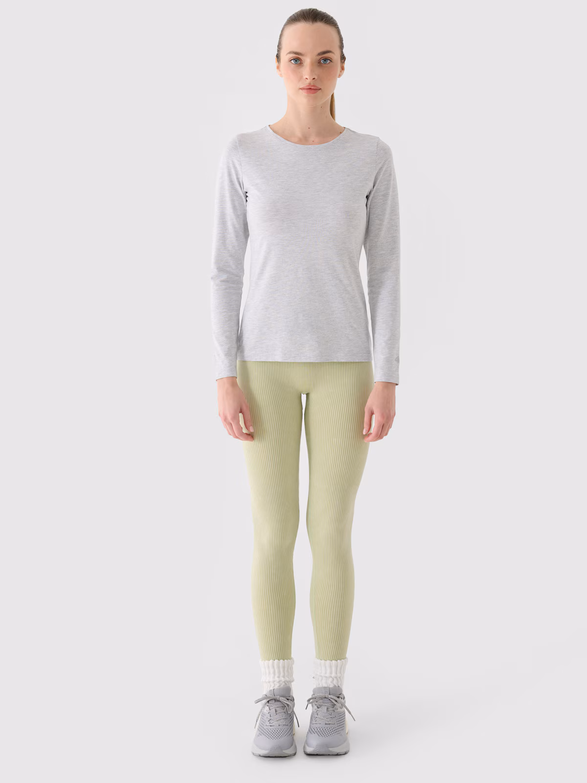 Longsleeve slim gładki damski - czarny