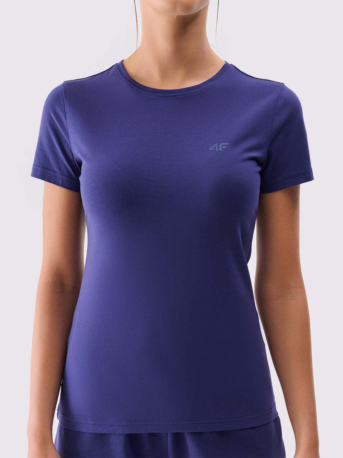 T-shirt slim gładki damski - różowy