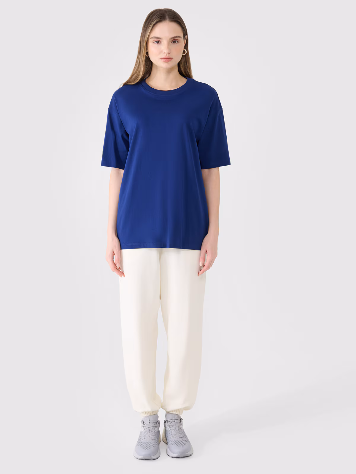 T-shirt oversize gładki damski - biały