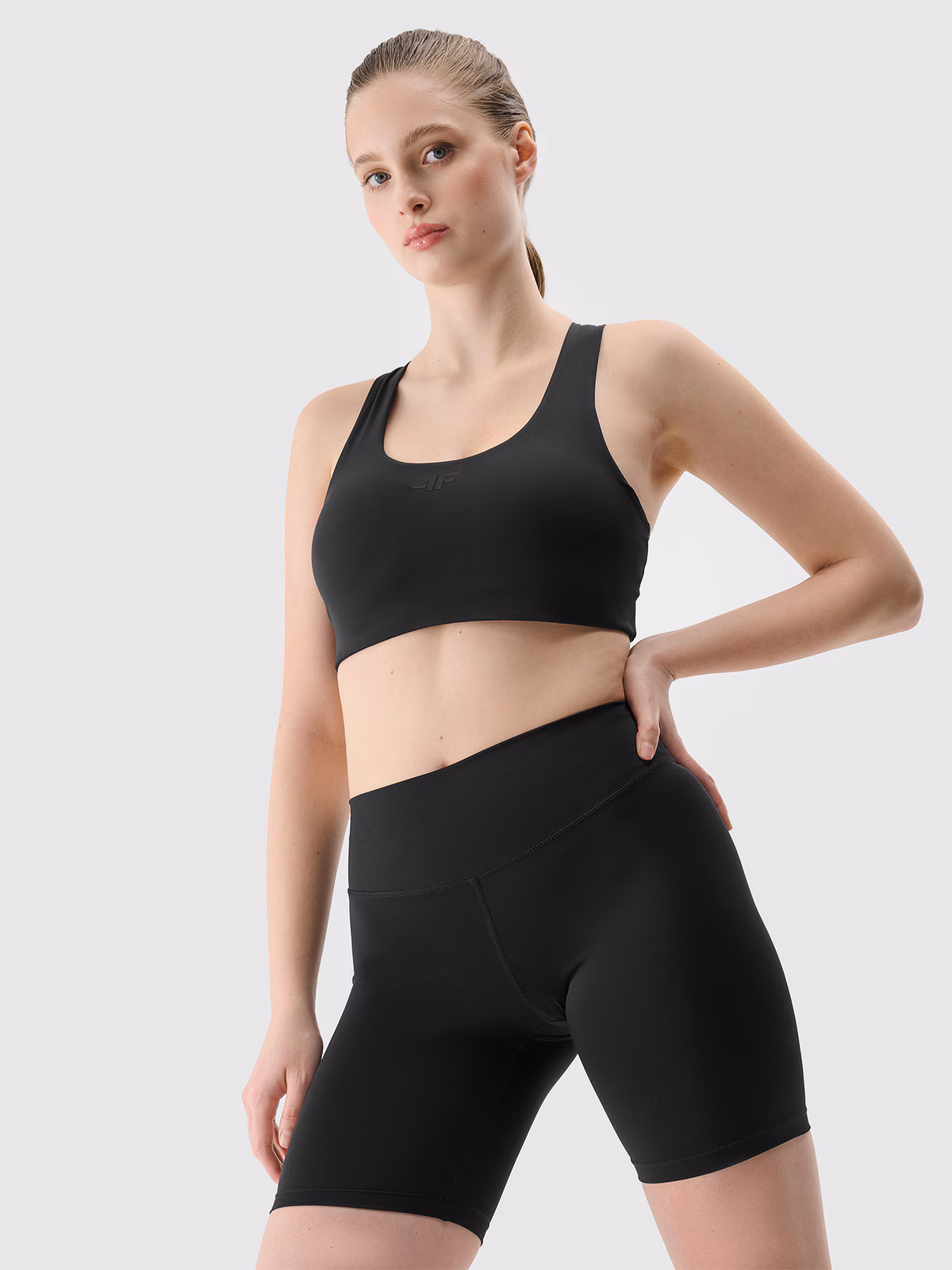 Legginsy kolarki treningowe z materiału z recyklingu damskie - czarne