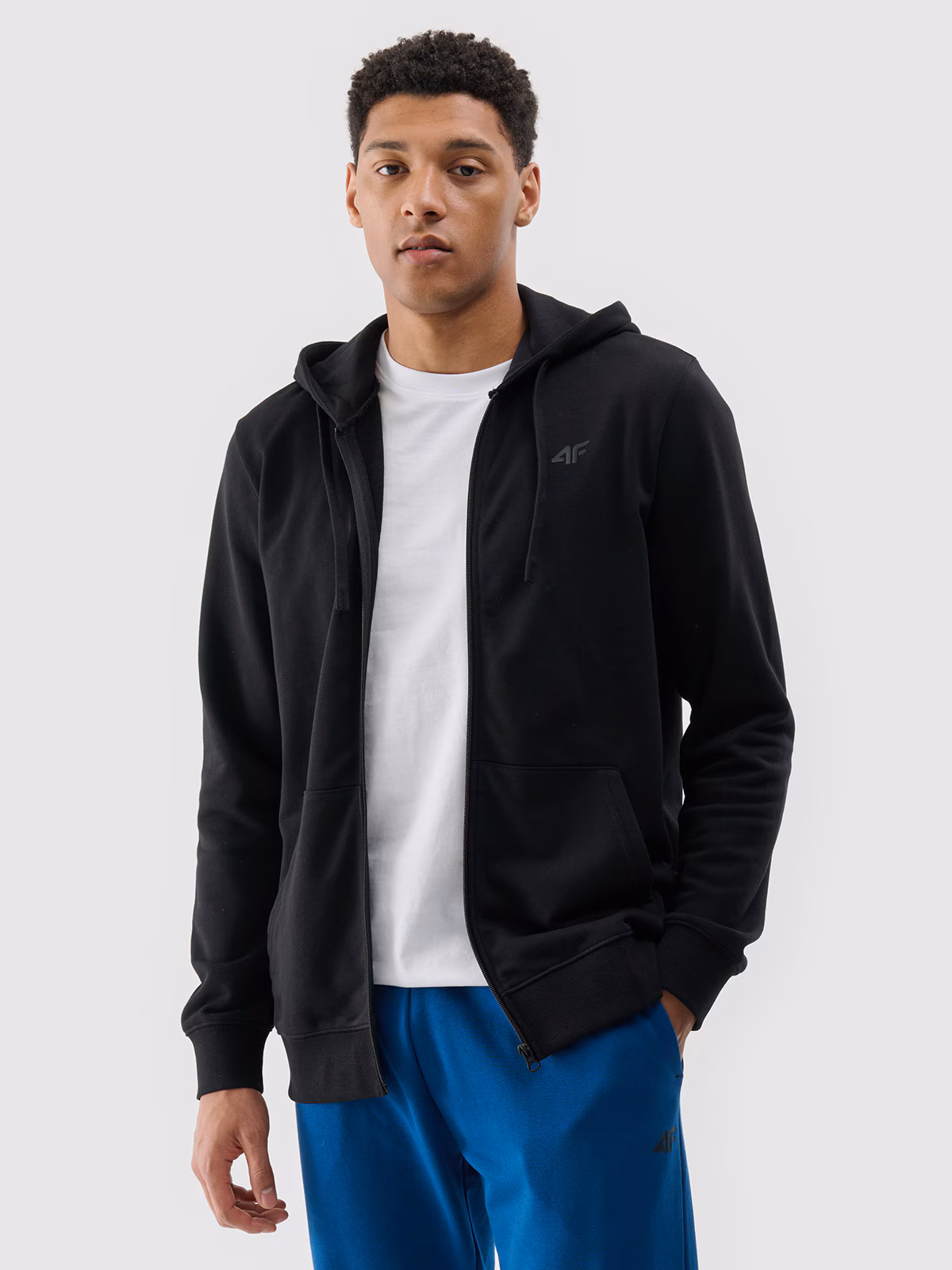 Bluza dresowa rozpinana z kapturem męska - czarna