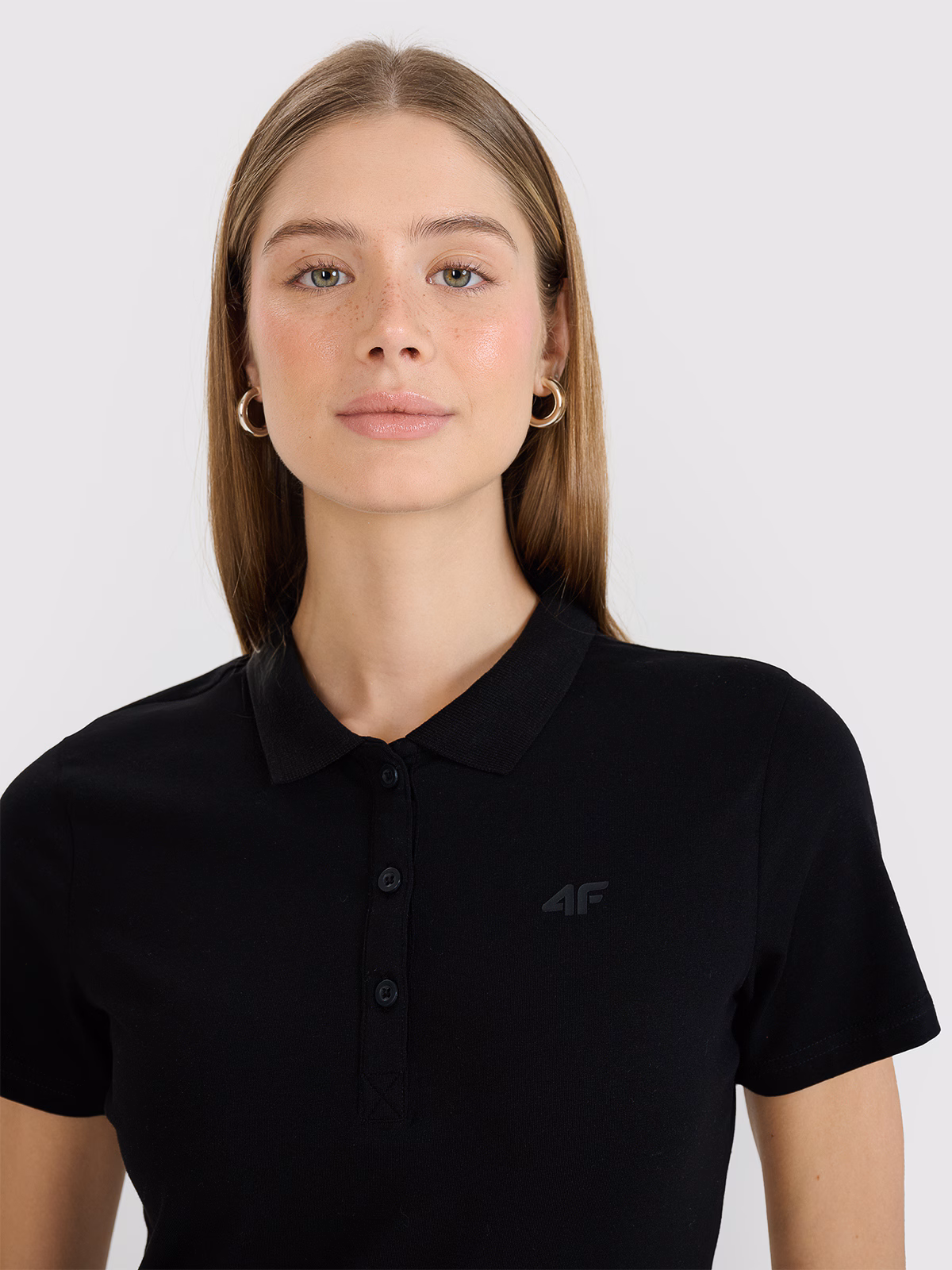Koszulka polo slim damska - czarna