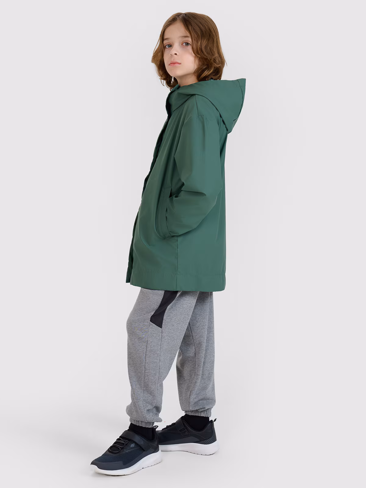 Kurtka przejściowa przeciwdeszczowa z gumową powłoką dziecięca - zielona