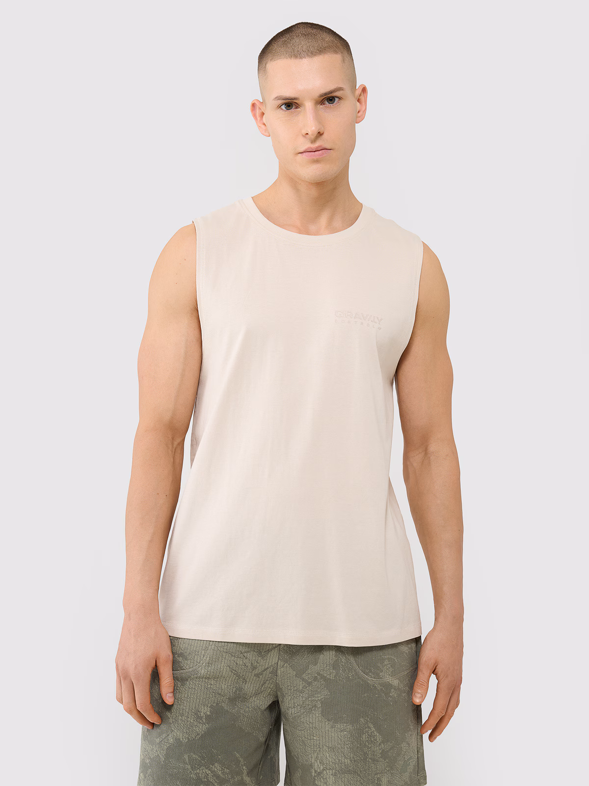 Tank top oversize męski - beżowy