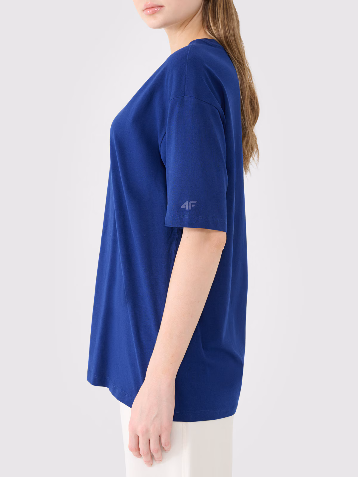 T-shirt oversize gładki damski - biały