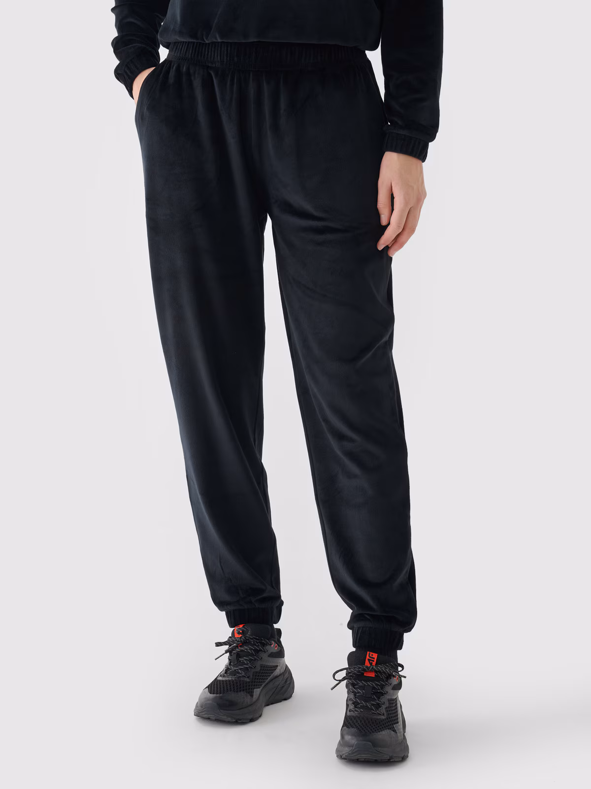 Spodnie dresowe z weluru damskie - granatowe