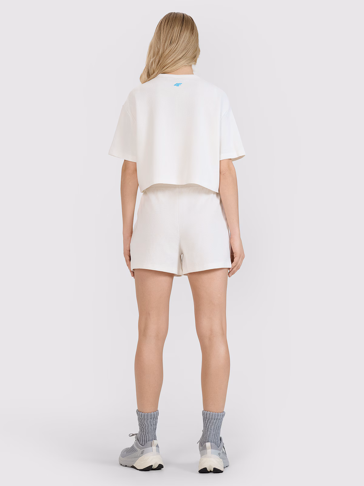 Spodenki dresowe z waflowej dzianiny damskie - białe