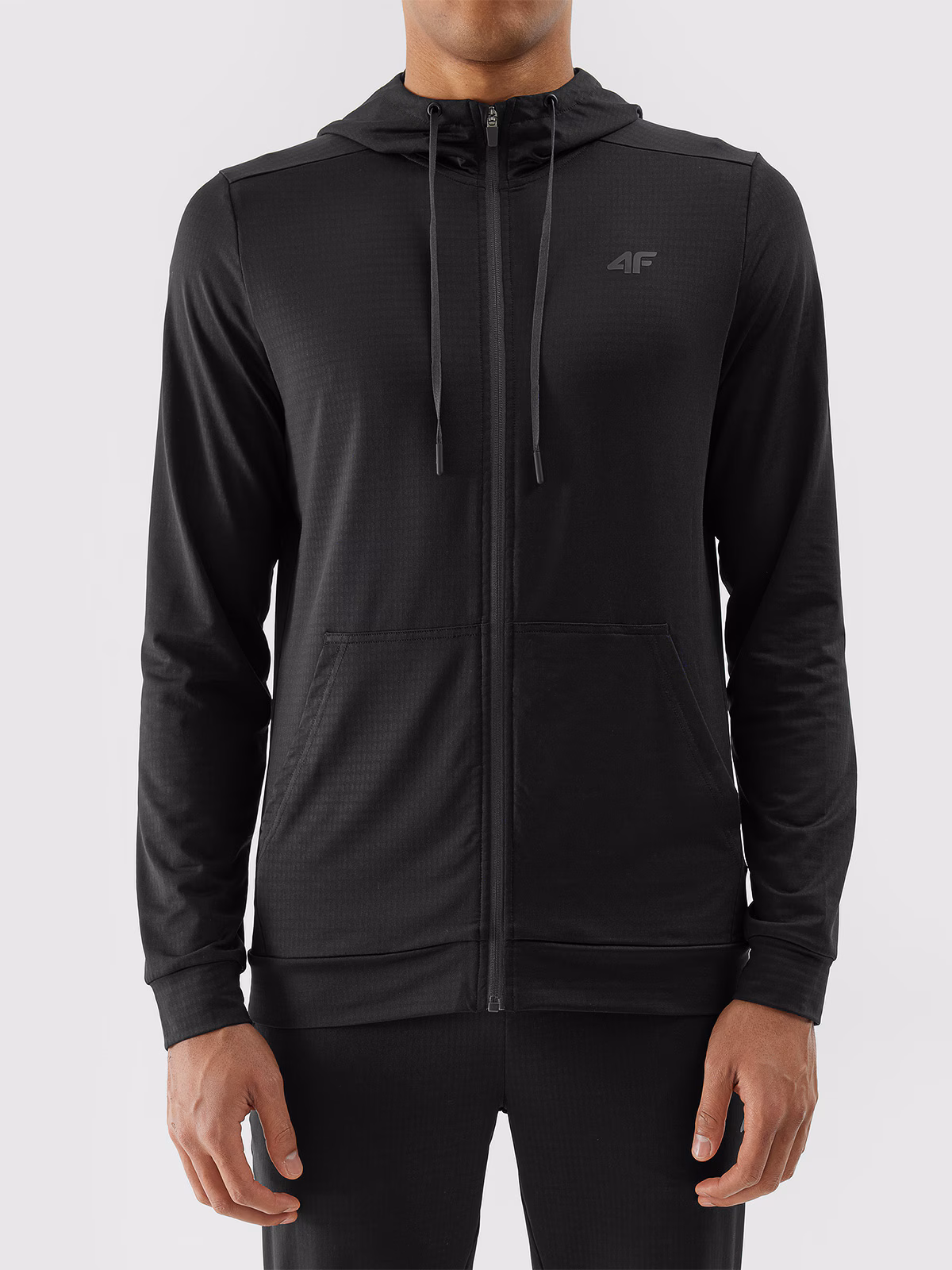 Bluza treningowa rozpinana z kapturem męska - czarna