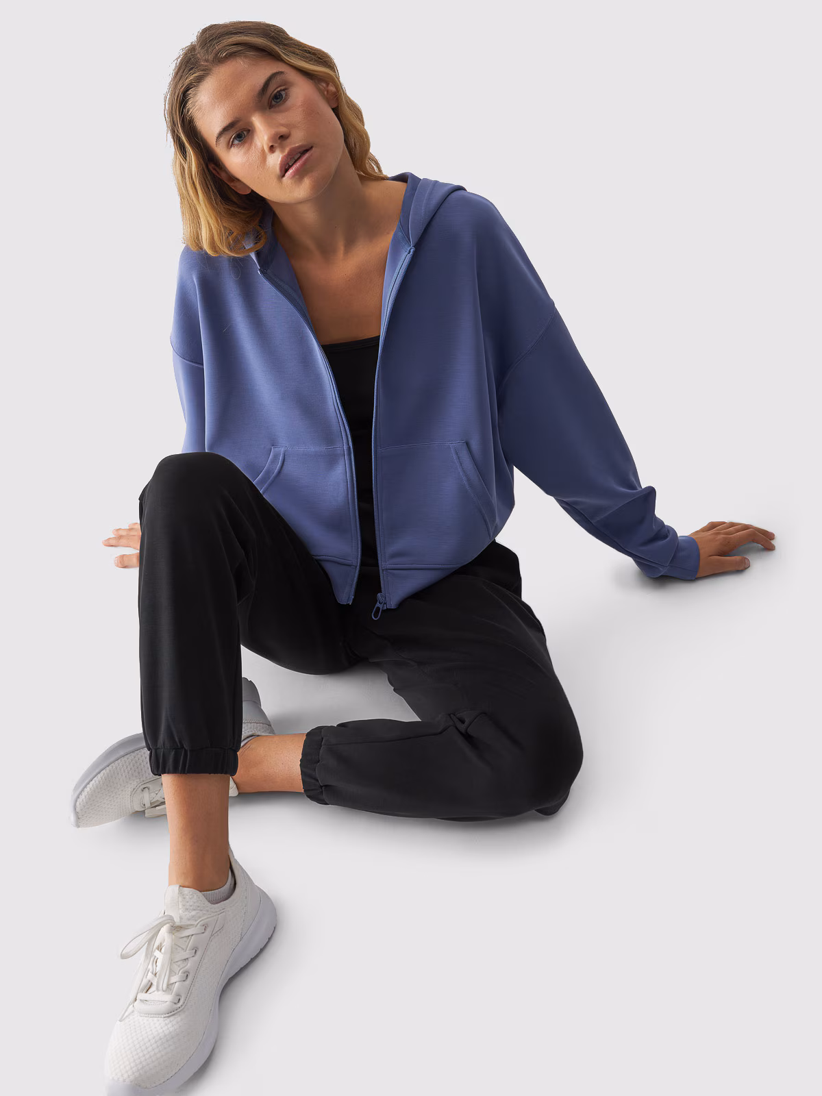 Bluza dresowa rozpinana z modalem damska - fioletowa