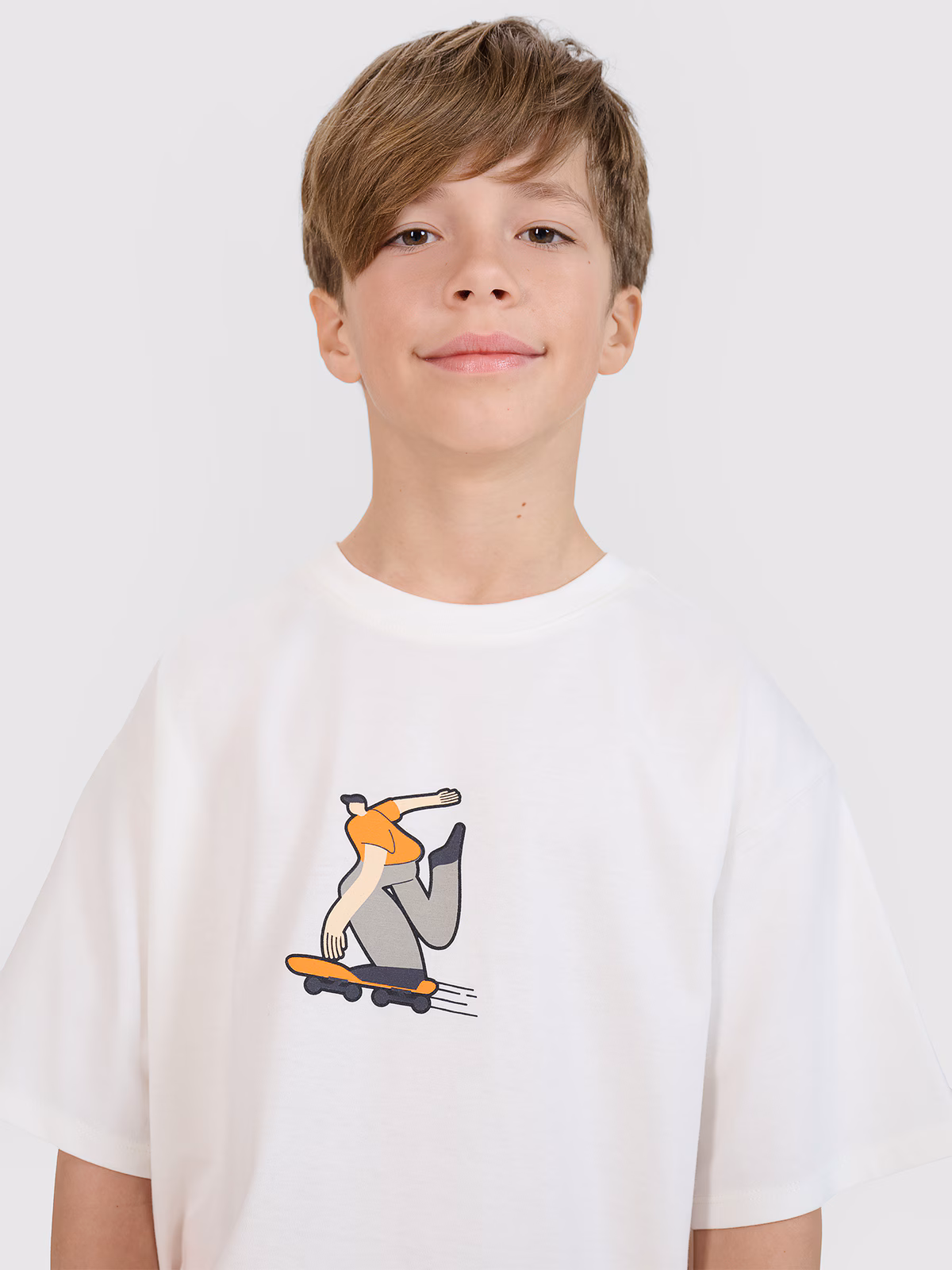 T-shirt oversize z nadrukiem chłopięcy - żółty