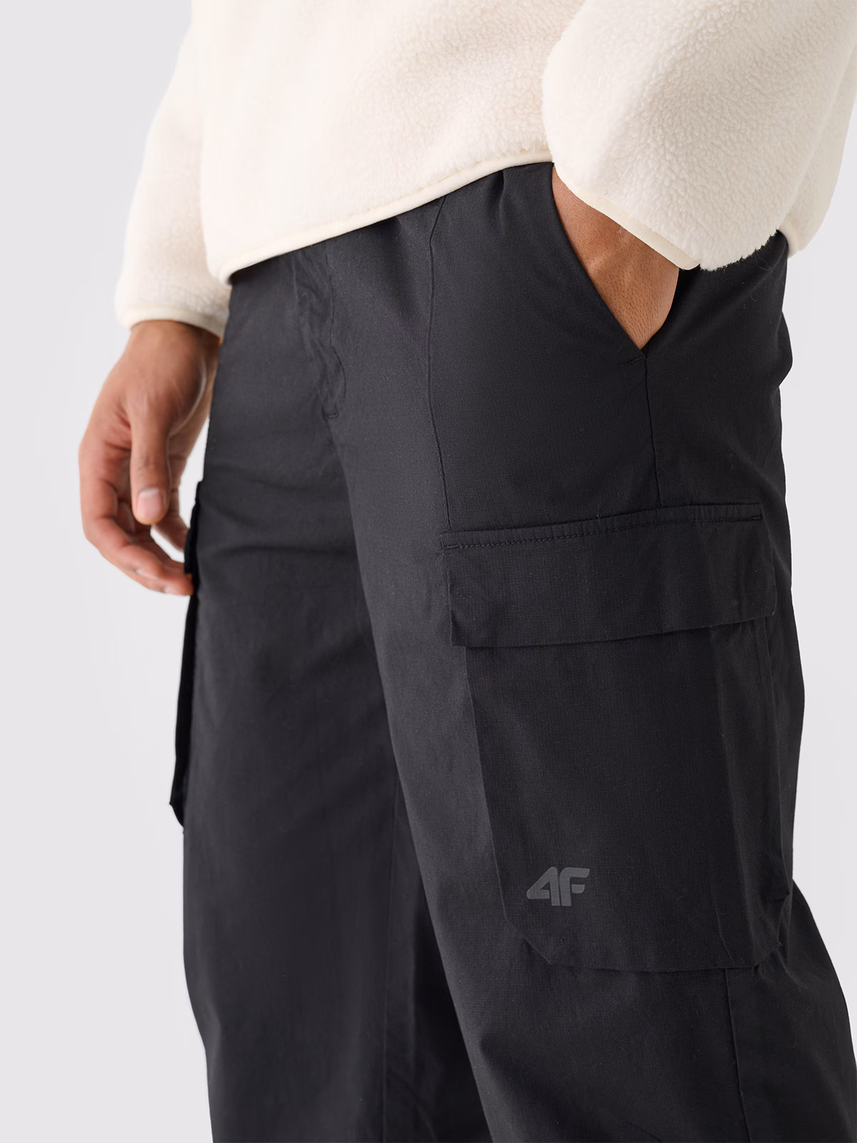 Spodnie casual cargo męskie - czarne