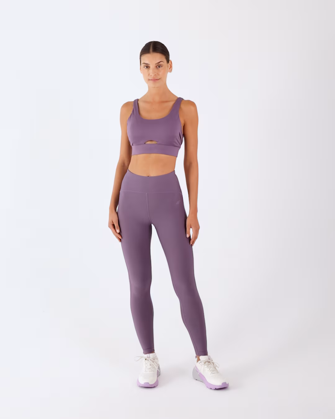 Legginsy treningowe z wysokim stanem damskie - fioletowe