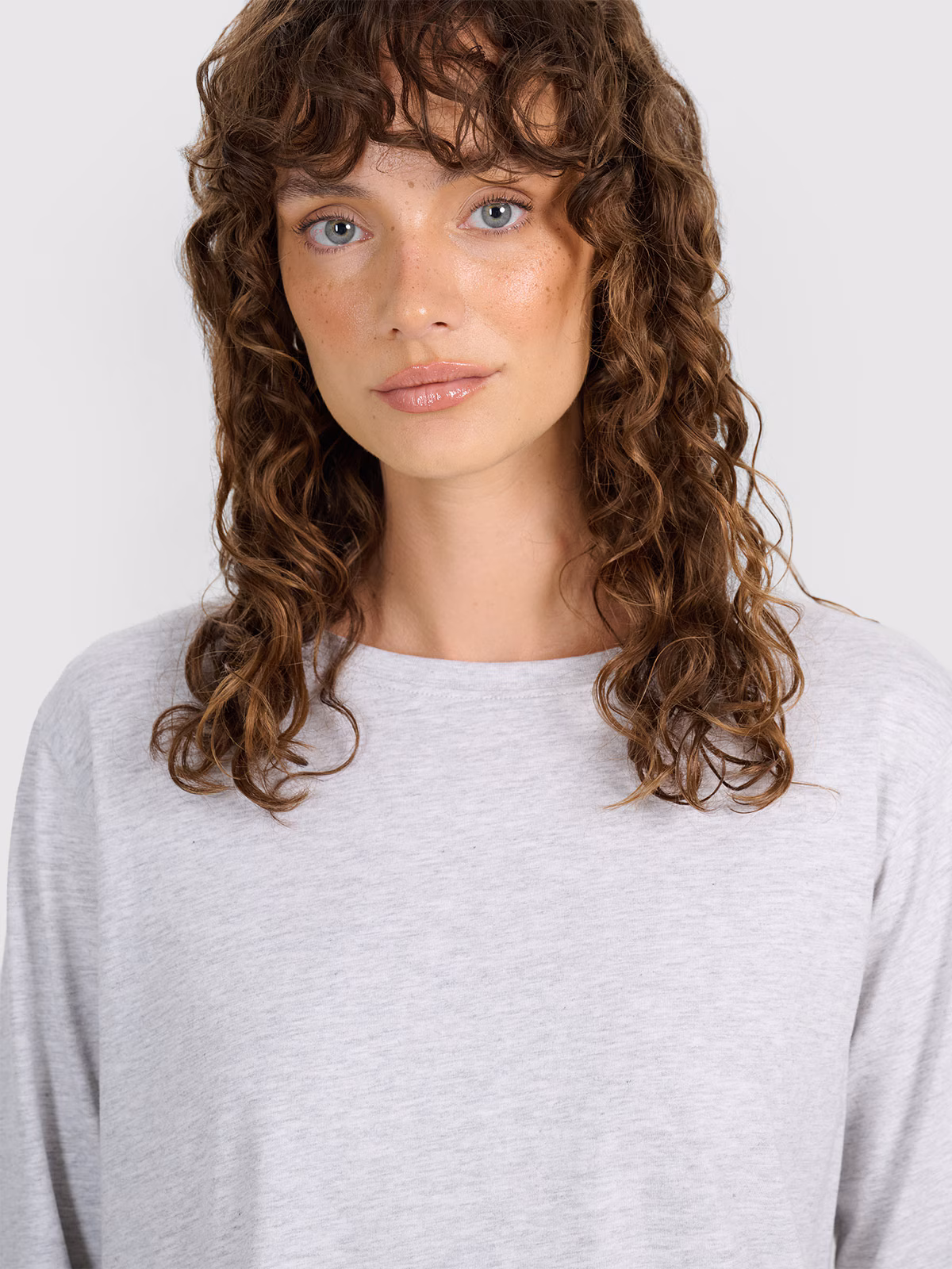 Longsleeve oversize gładki damski - szary