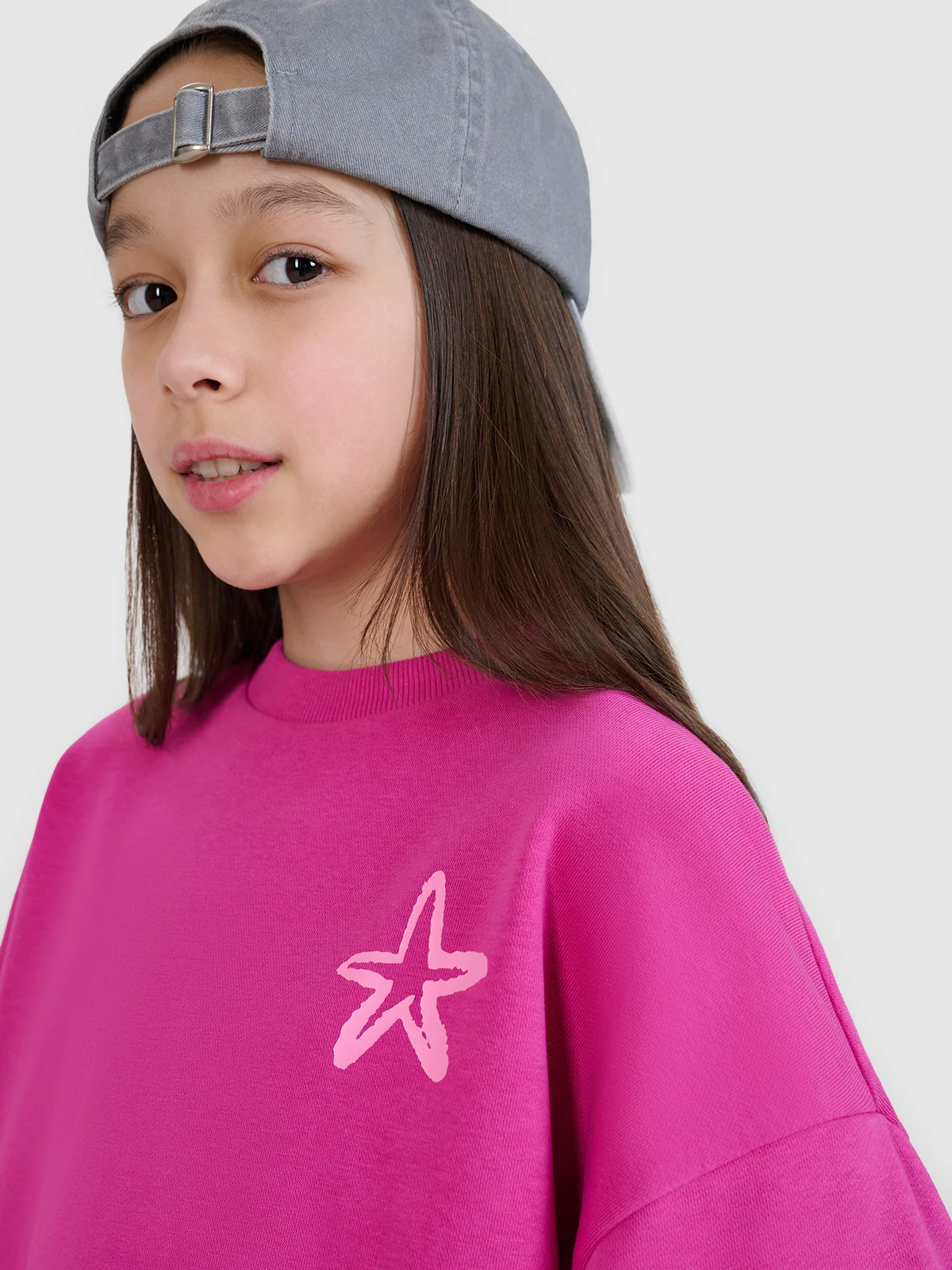 Bluza dresowa nierozpinana bez kaptura dziewczęca - różowa