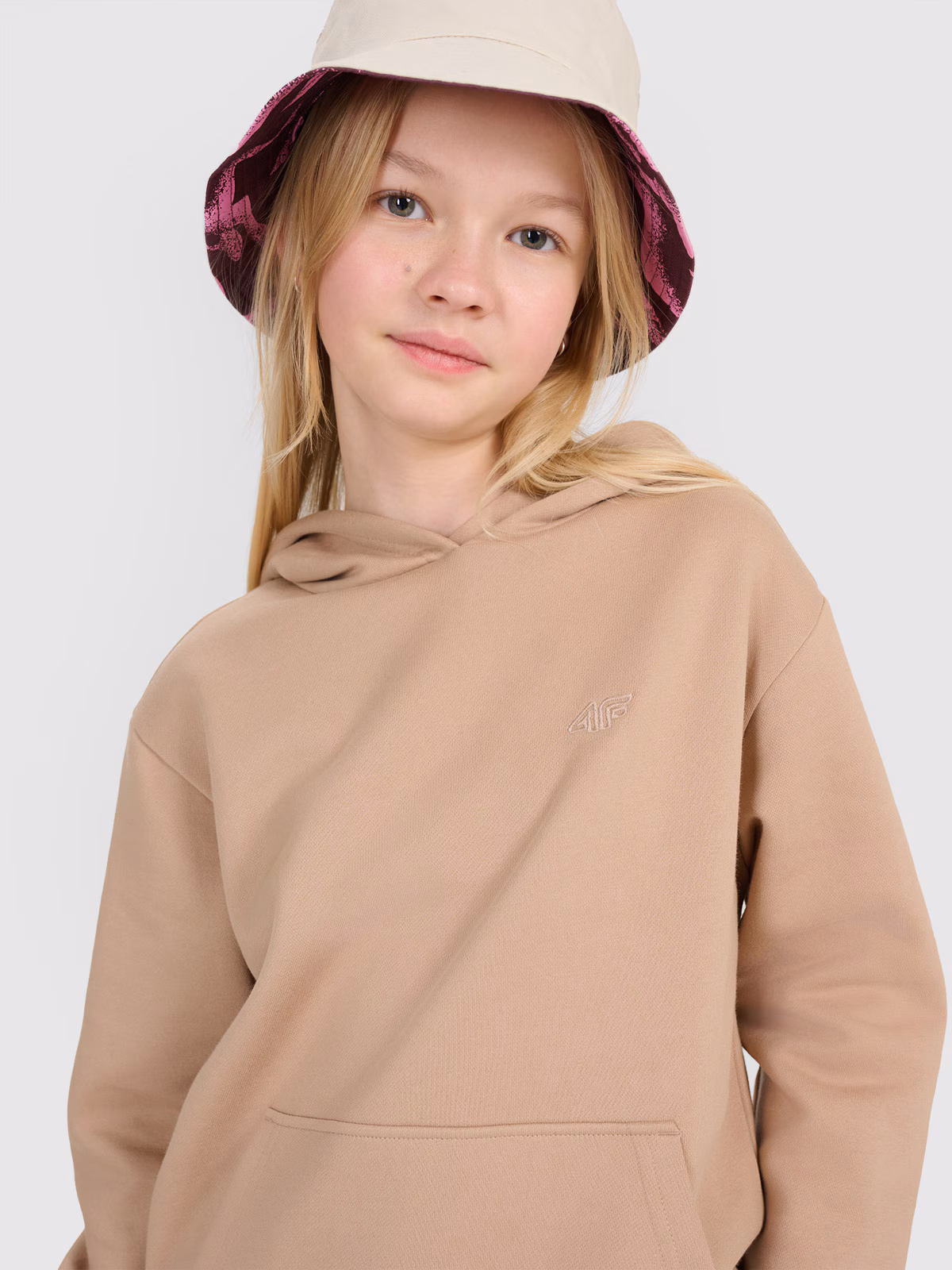 Bluza dresowa nierozpinana z kapturem dziewczęca - fioletowa