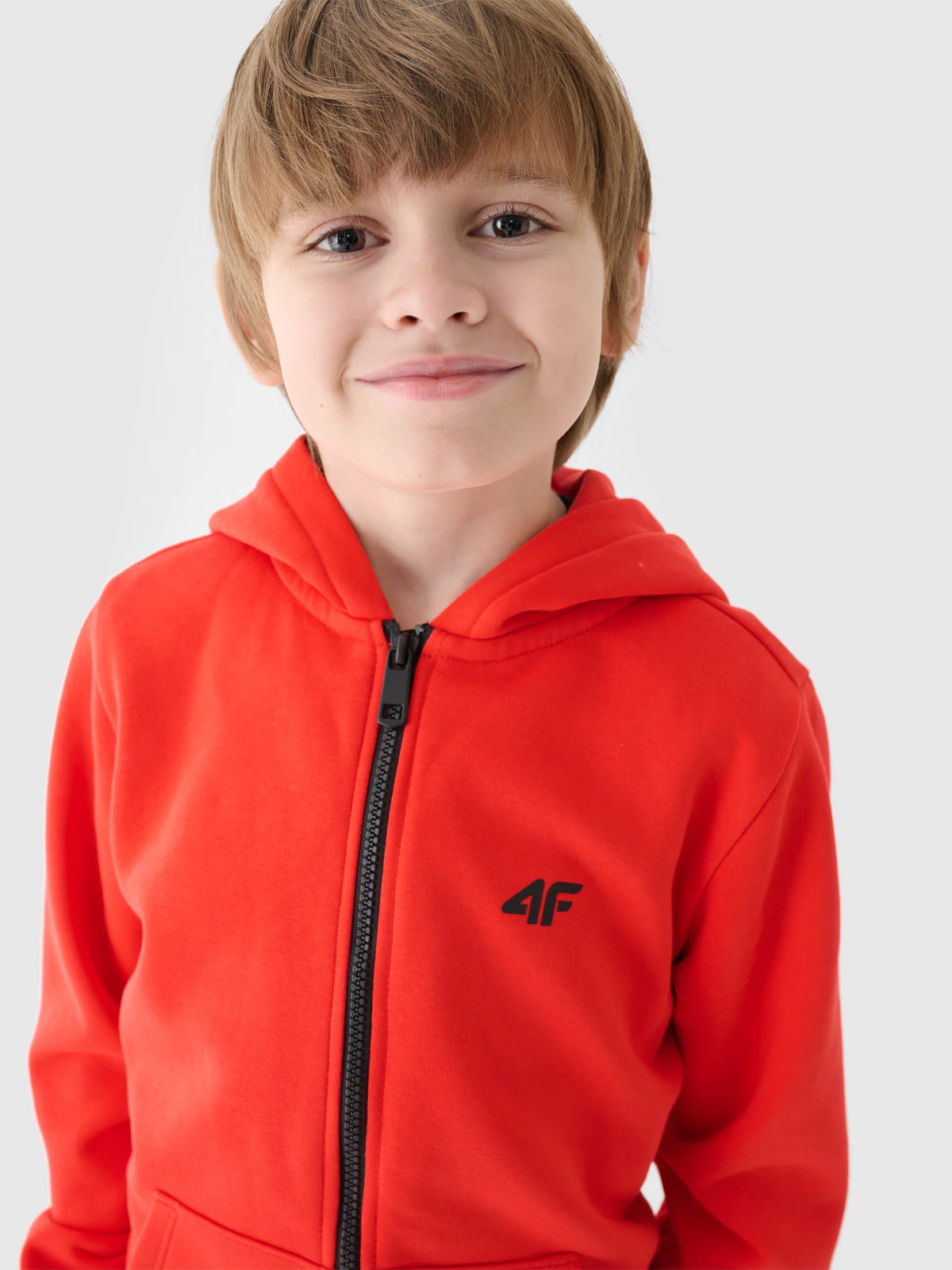 Bluza dresowa rozpinana z kapturem chłopięca - khaki