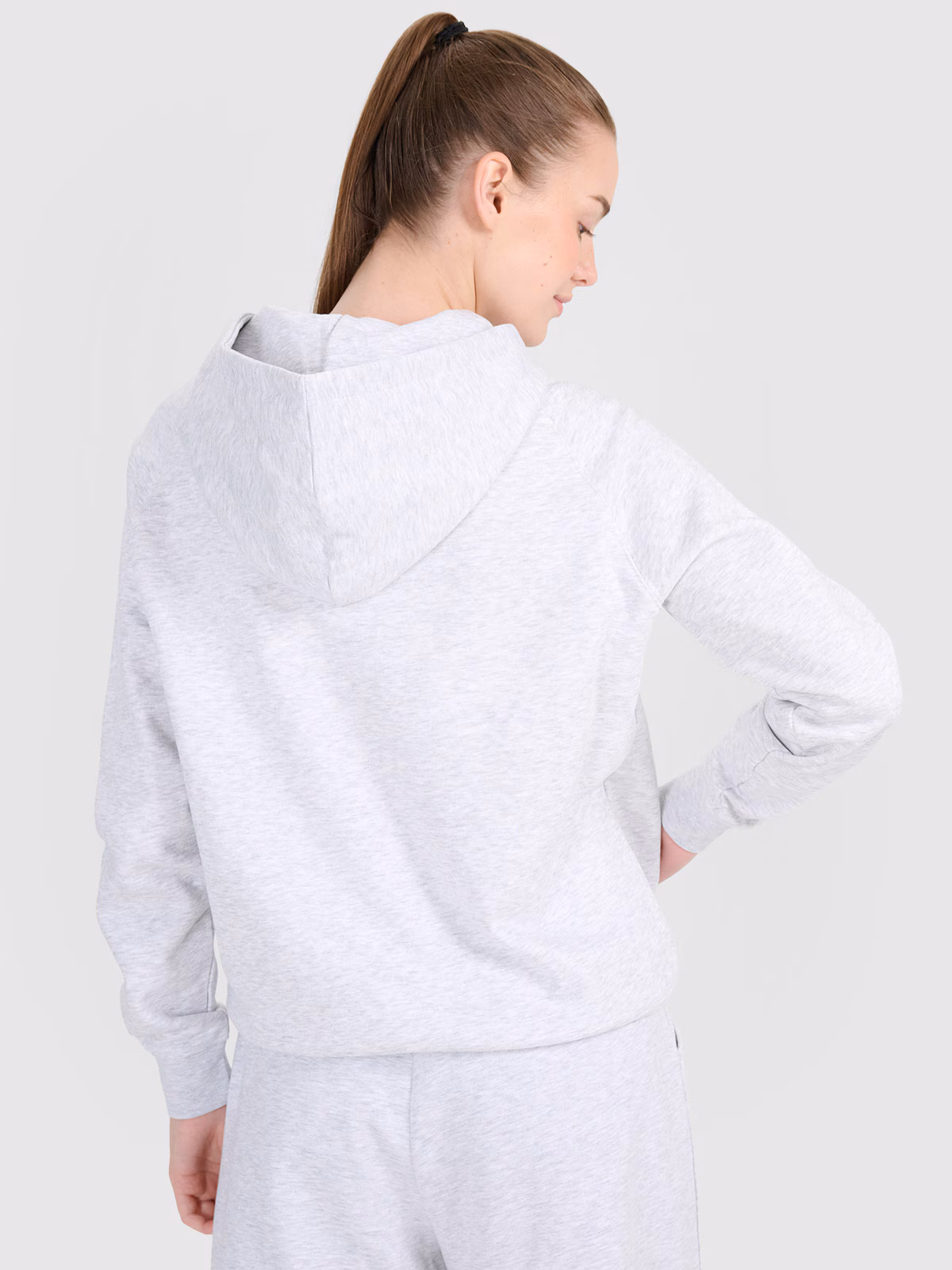 Bluza dresowa nierozpinana z kapturem damska - szara