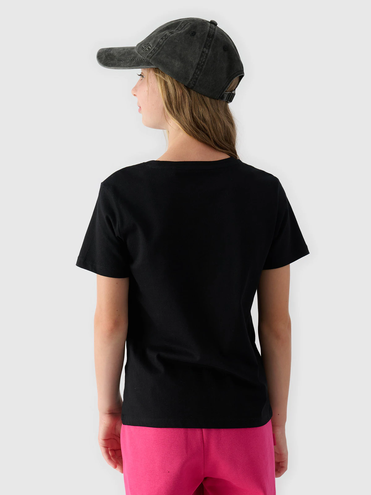 T-shirt z nadrukiem dziewczęcy - czarny