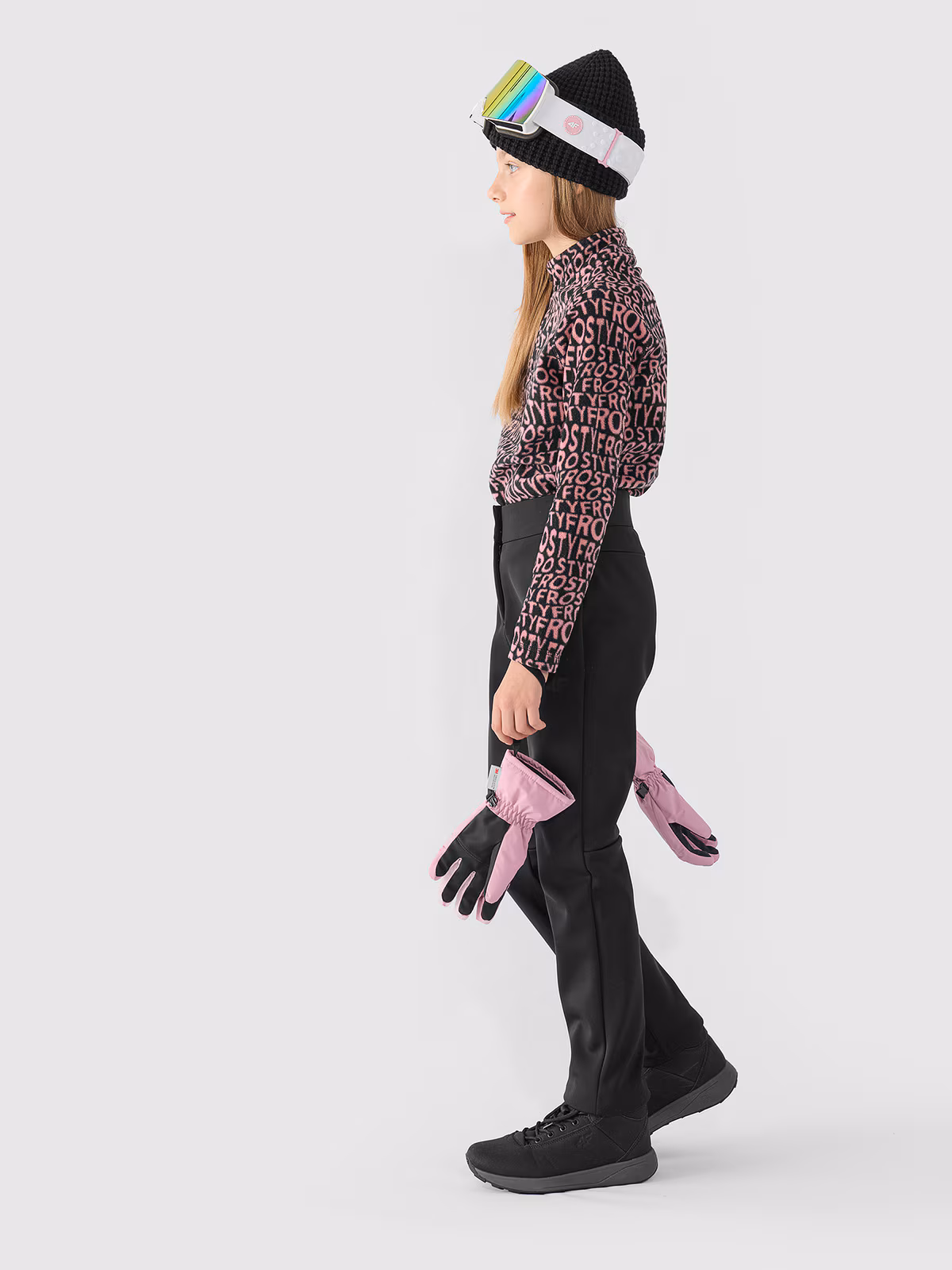 Spodnie narciarskie softshellowe membrana 5000 dziewczęce - czarne