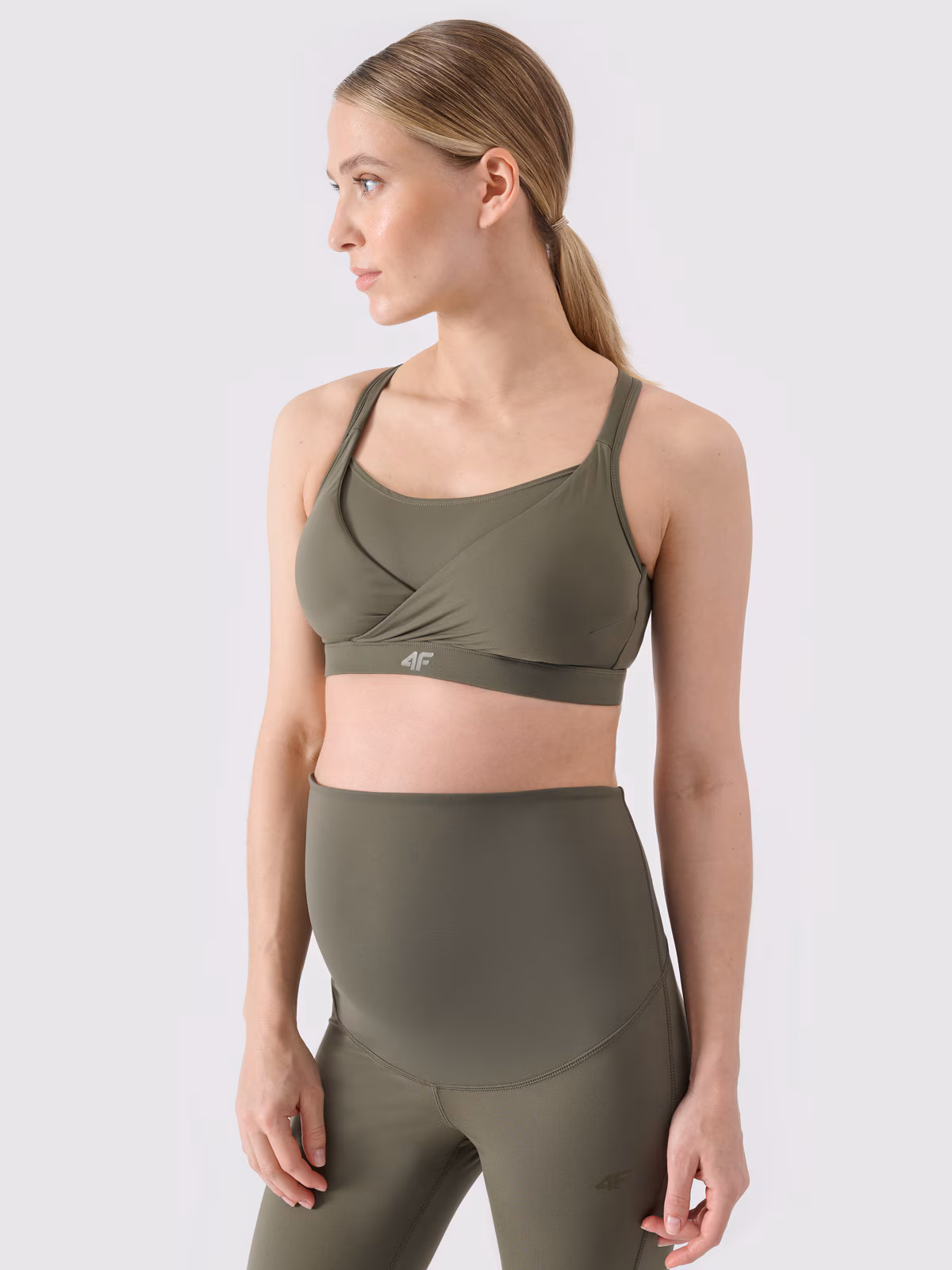 Biustonosz ciążowy treningowy ułatwiający karmienie damski - khaki