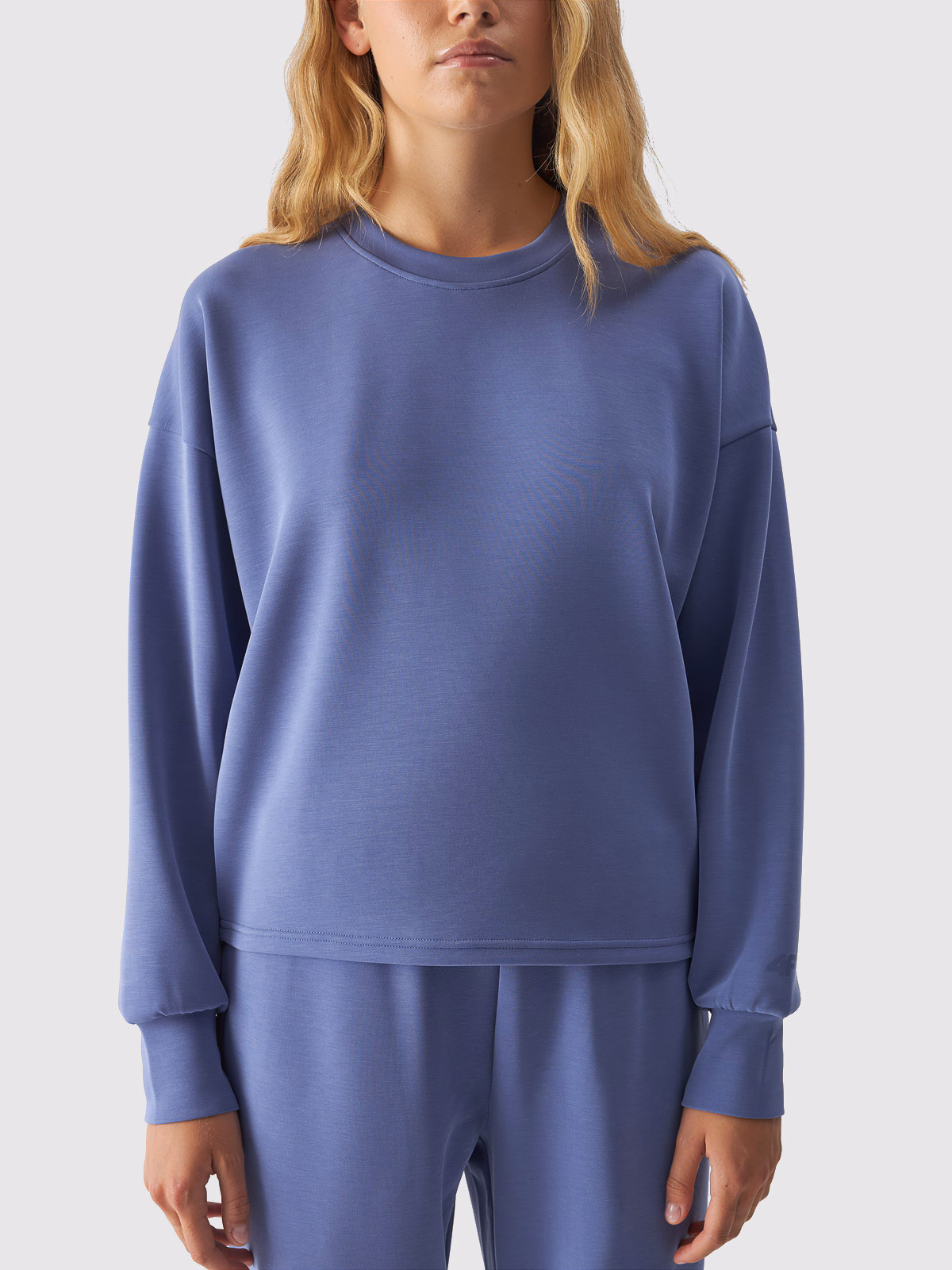 Bluza dresowa cropped z modalem damska - granatowa