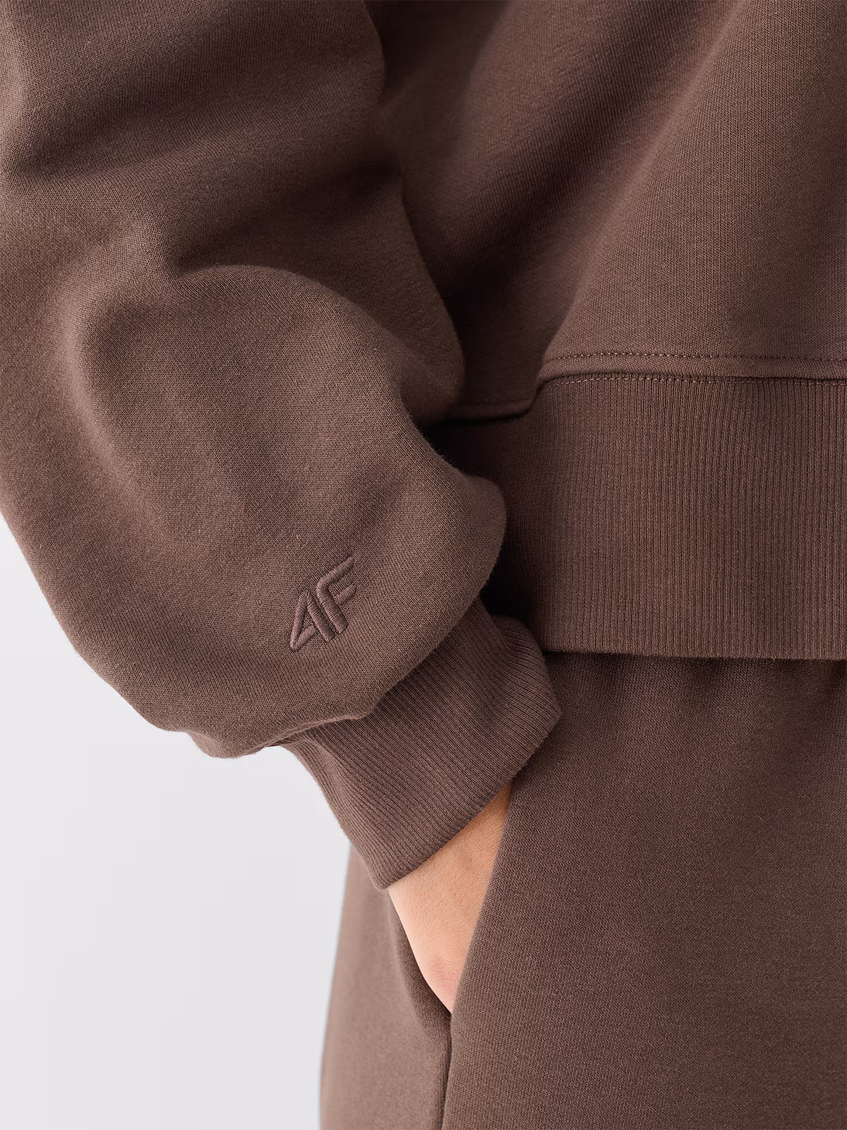 Bluza dresowa oversize nierozpinana bez kaptura damska - brązowa