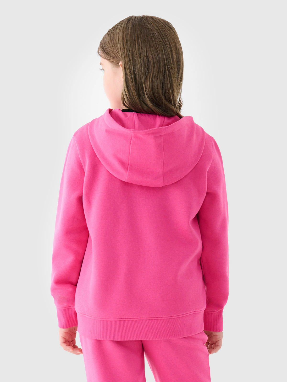 Bluza dresowa rozpinana z kapturem dziewczęca - pudrowy róż