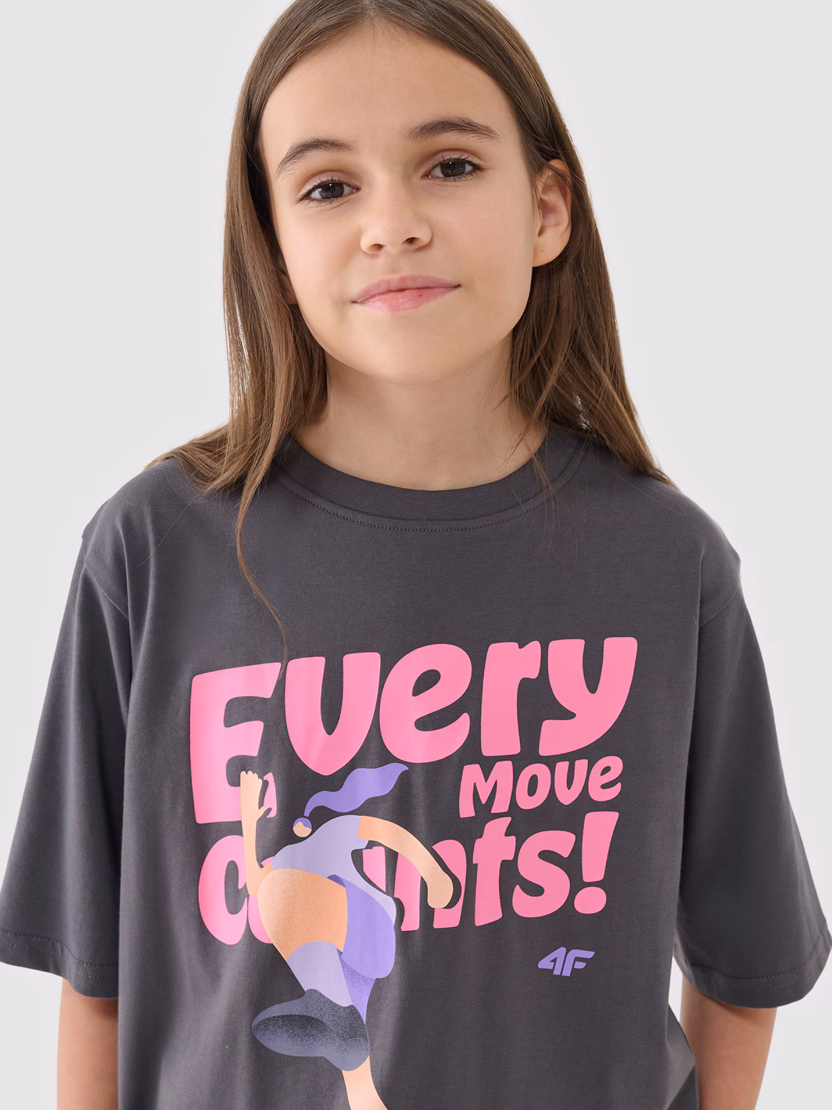 T-shirt oversize z nadrukiem dziewczęcy - różowy