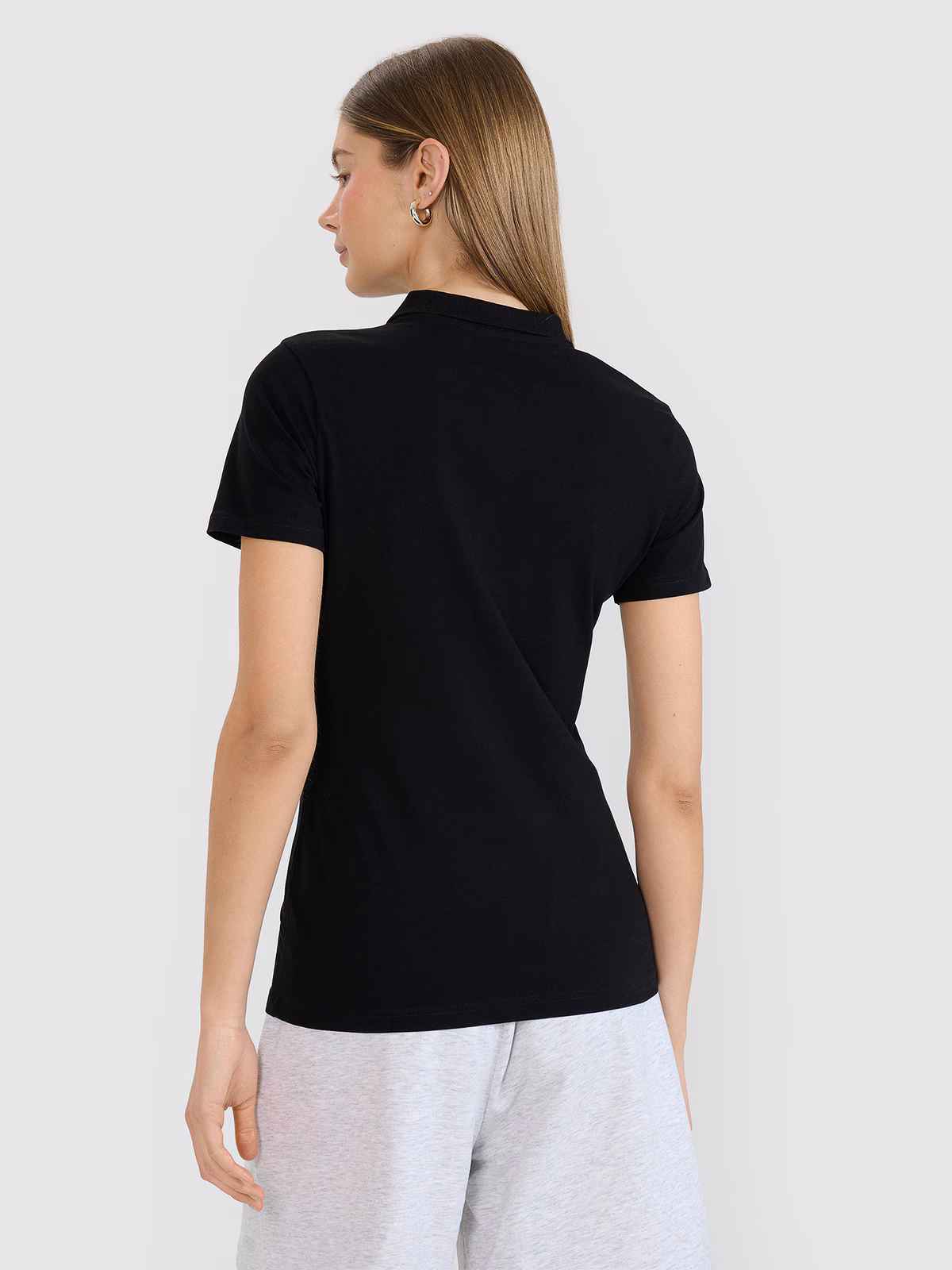 Koszulka polo slim damska - czarna