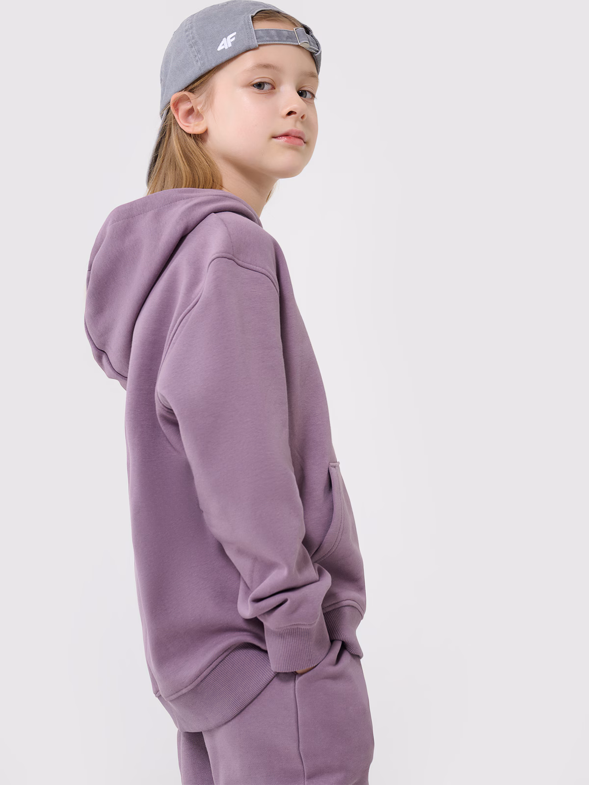 Bluza dresowa nierozpinana z kapturem dziewczęca - beżowa