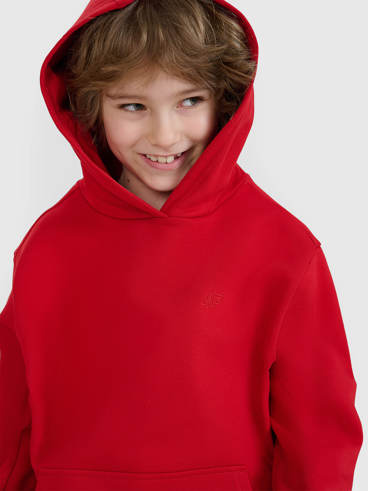 Bluza dresowa nierozpinana z kapturem chłopięca - turkusowa