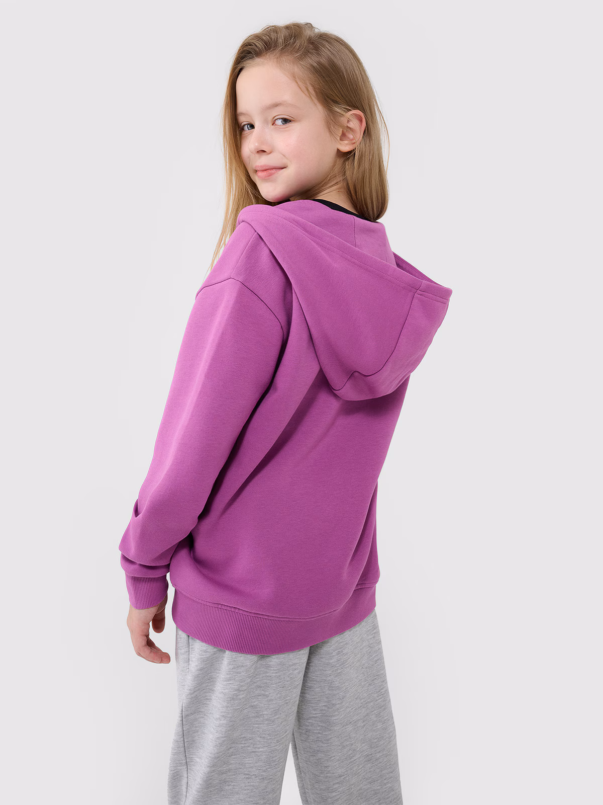 Bluza dresowa rozpinana z kapturem dziewczęca - fioletowa