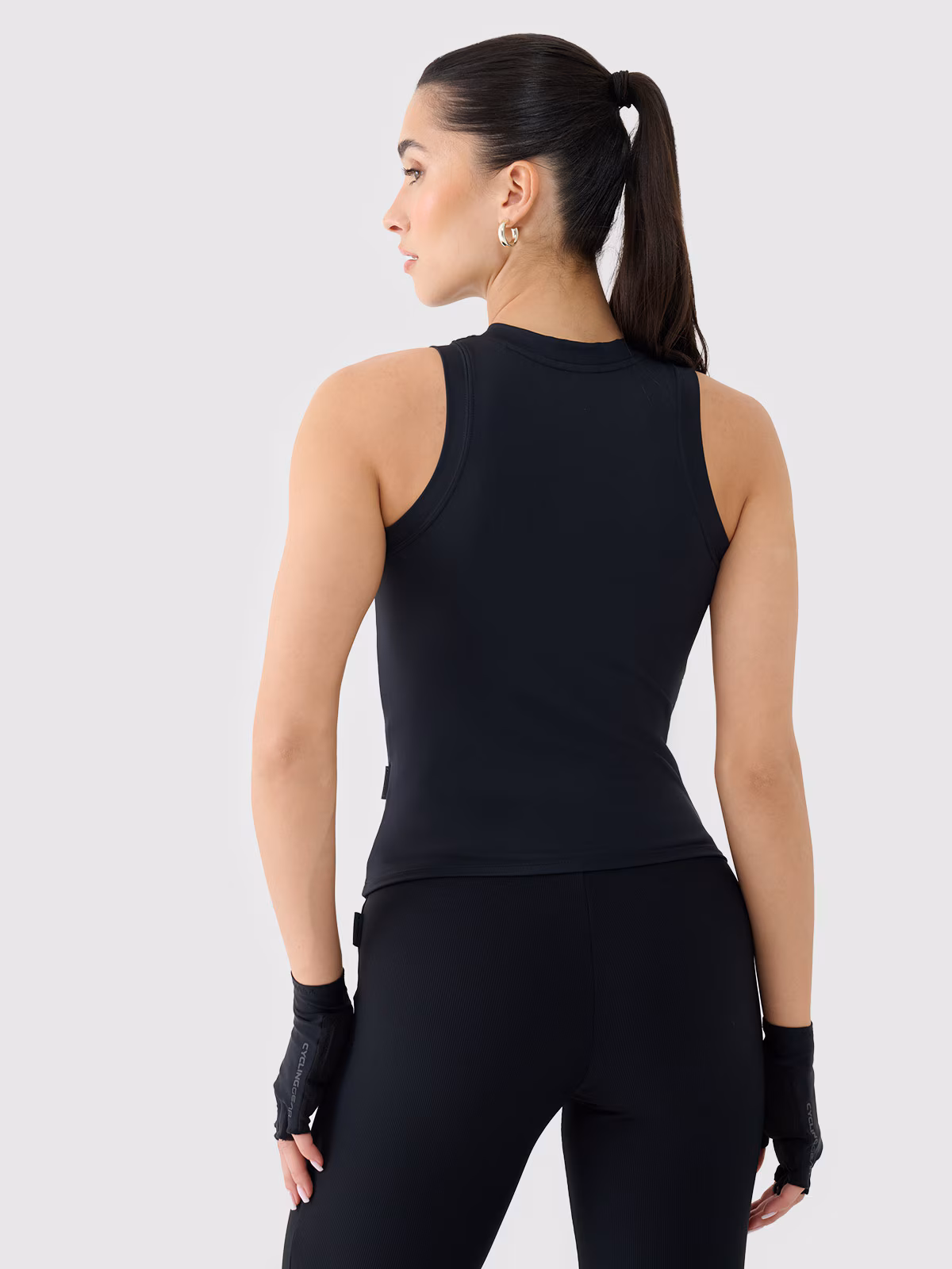 Crop-top slim damski - czarny