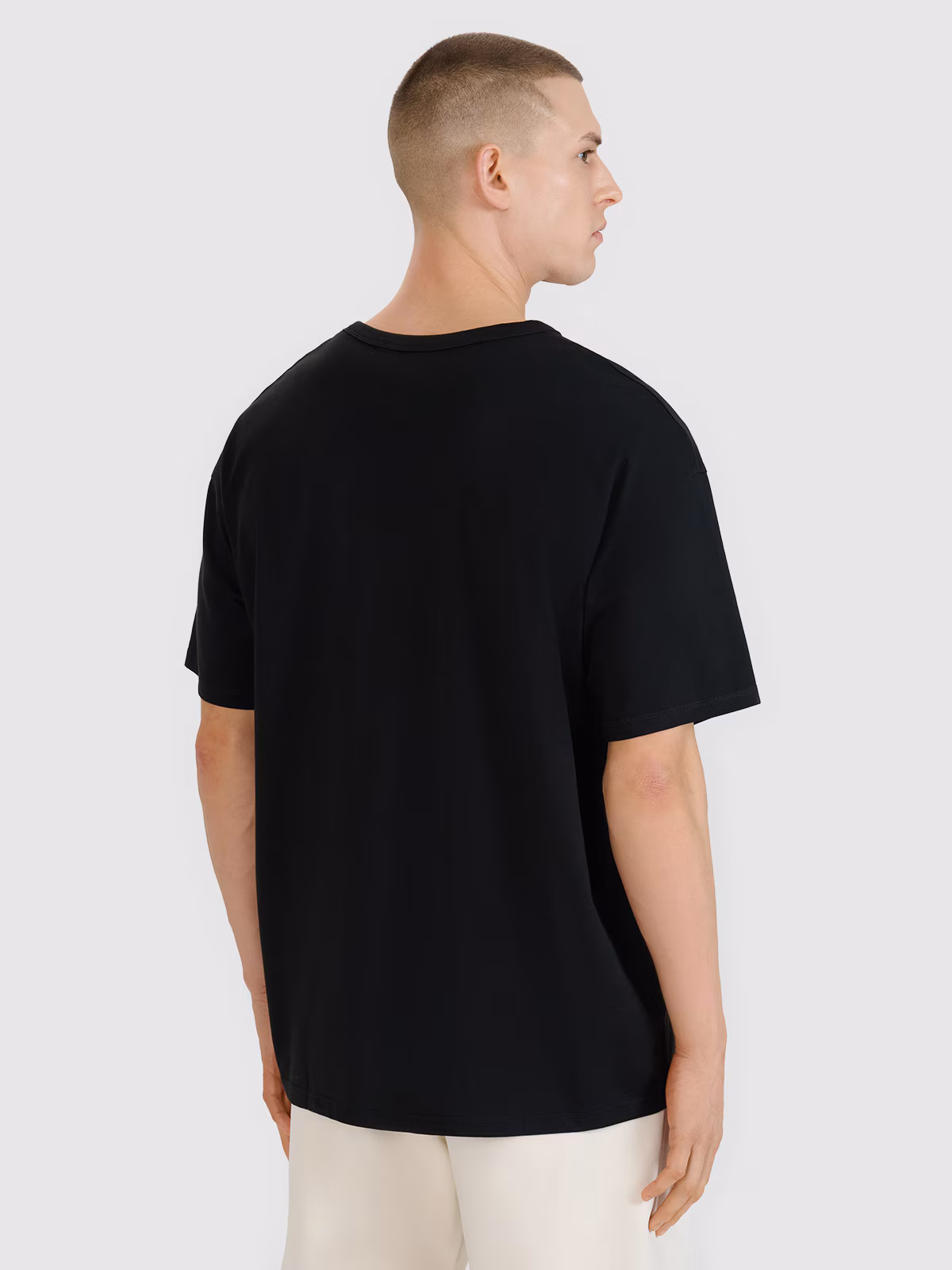 T-shirt oversize gładki męski - czarny