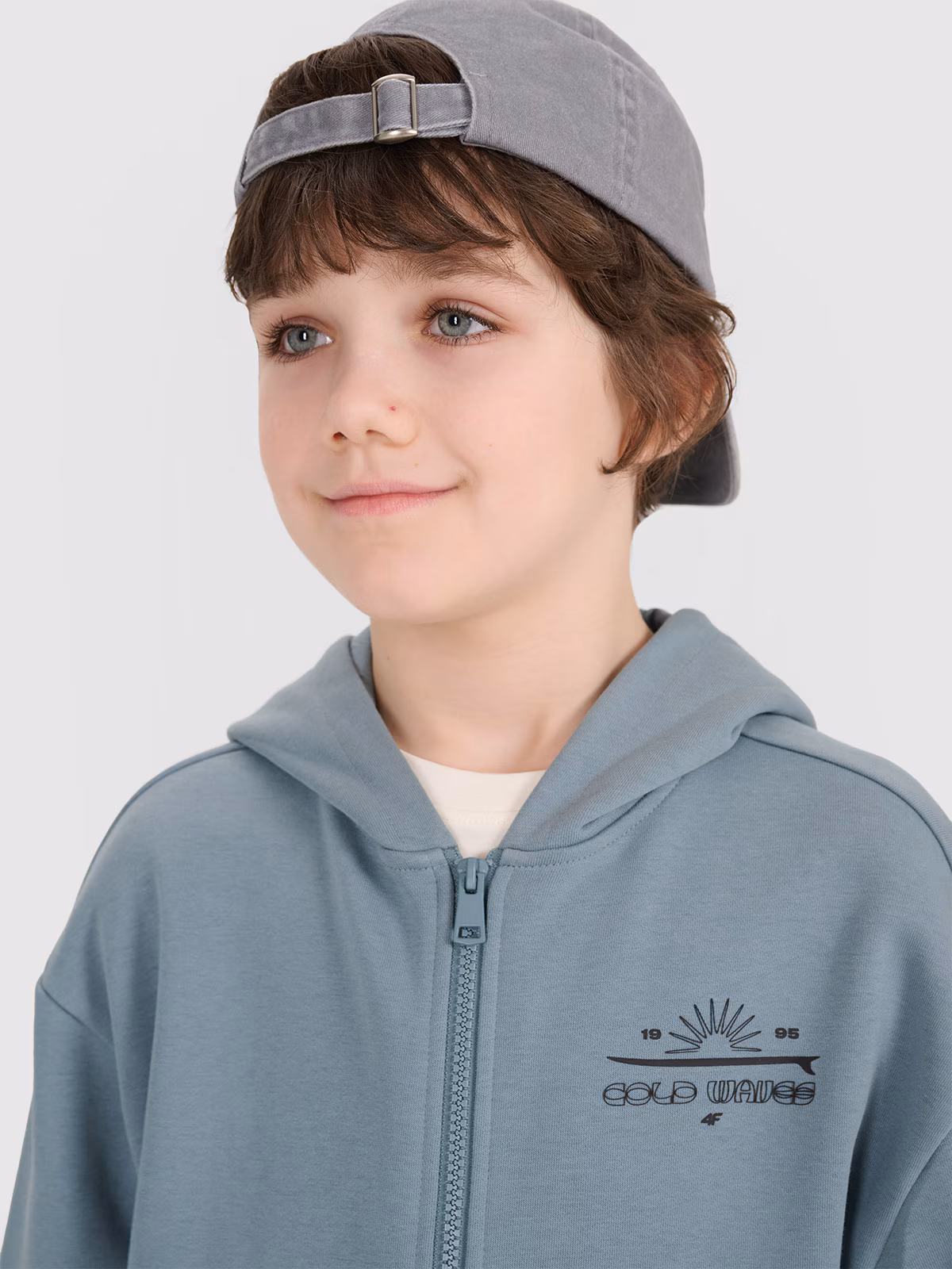 Bluza dresowa rozpinana z kapturem chłopięca - turkusowa