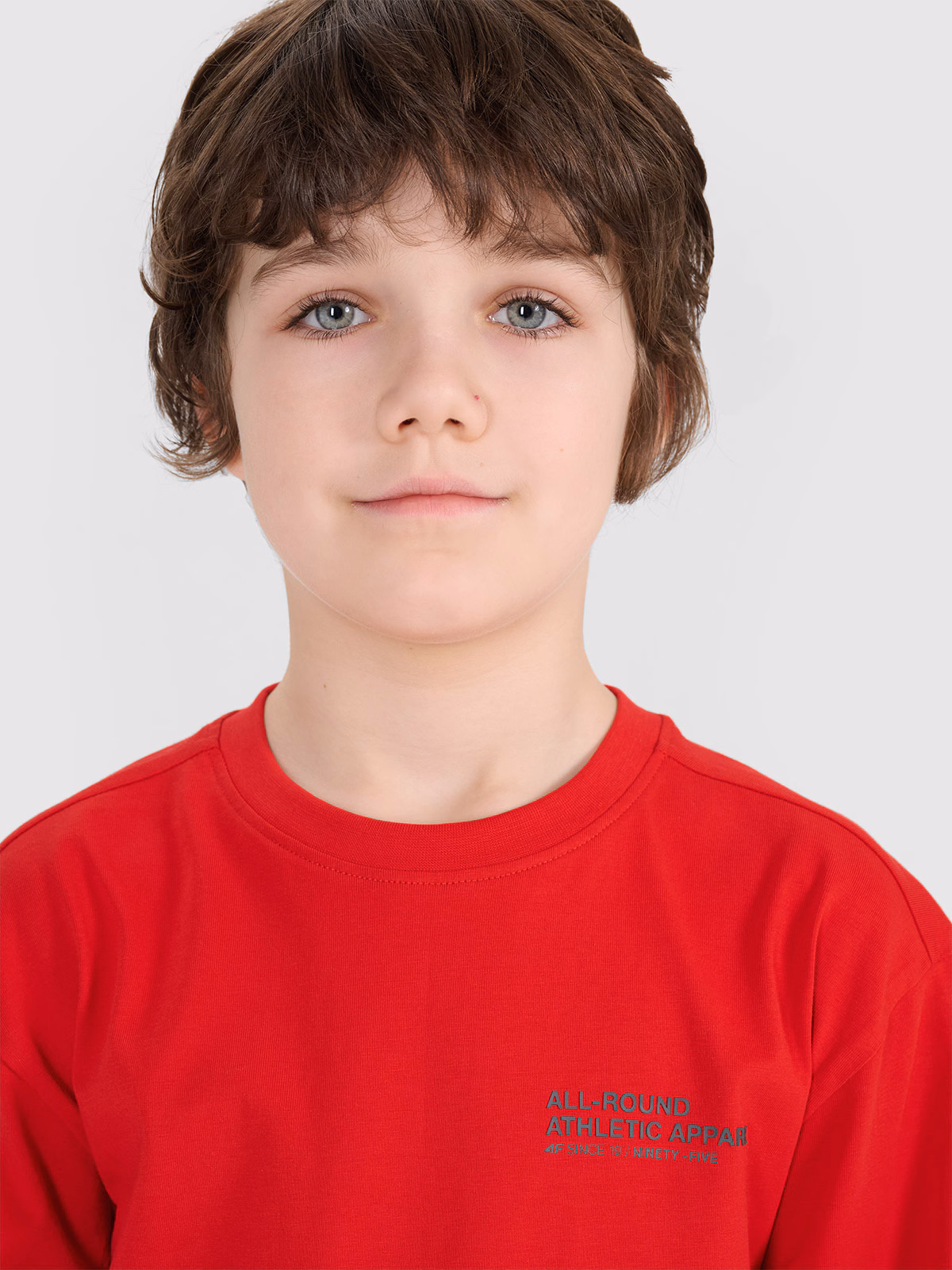 Longsleeve oversize z nadrukiem chłopięcy - beżowy