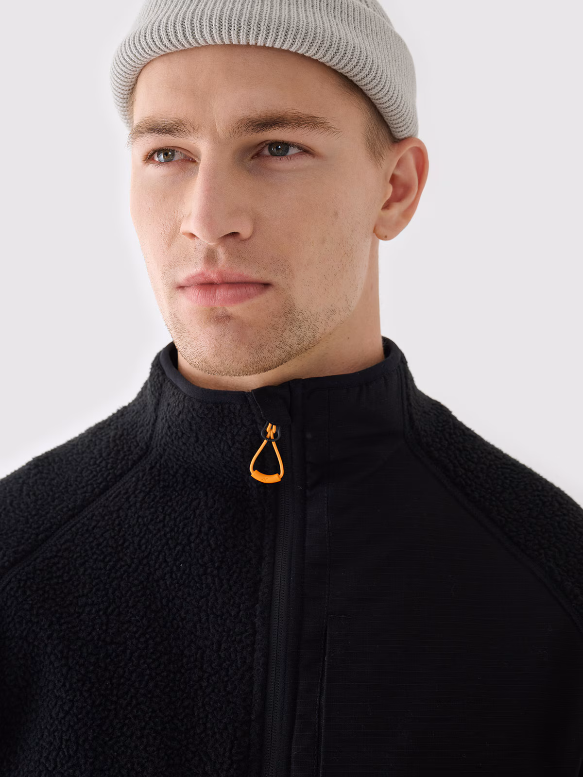 Polar sherpa ze stójką męski - oliwkowy/khaki