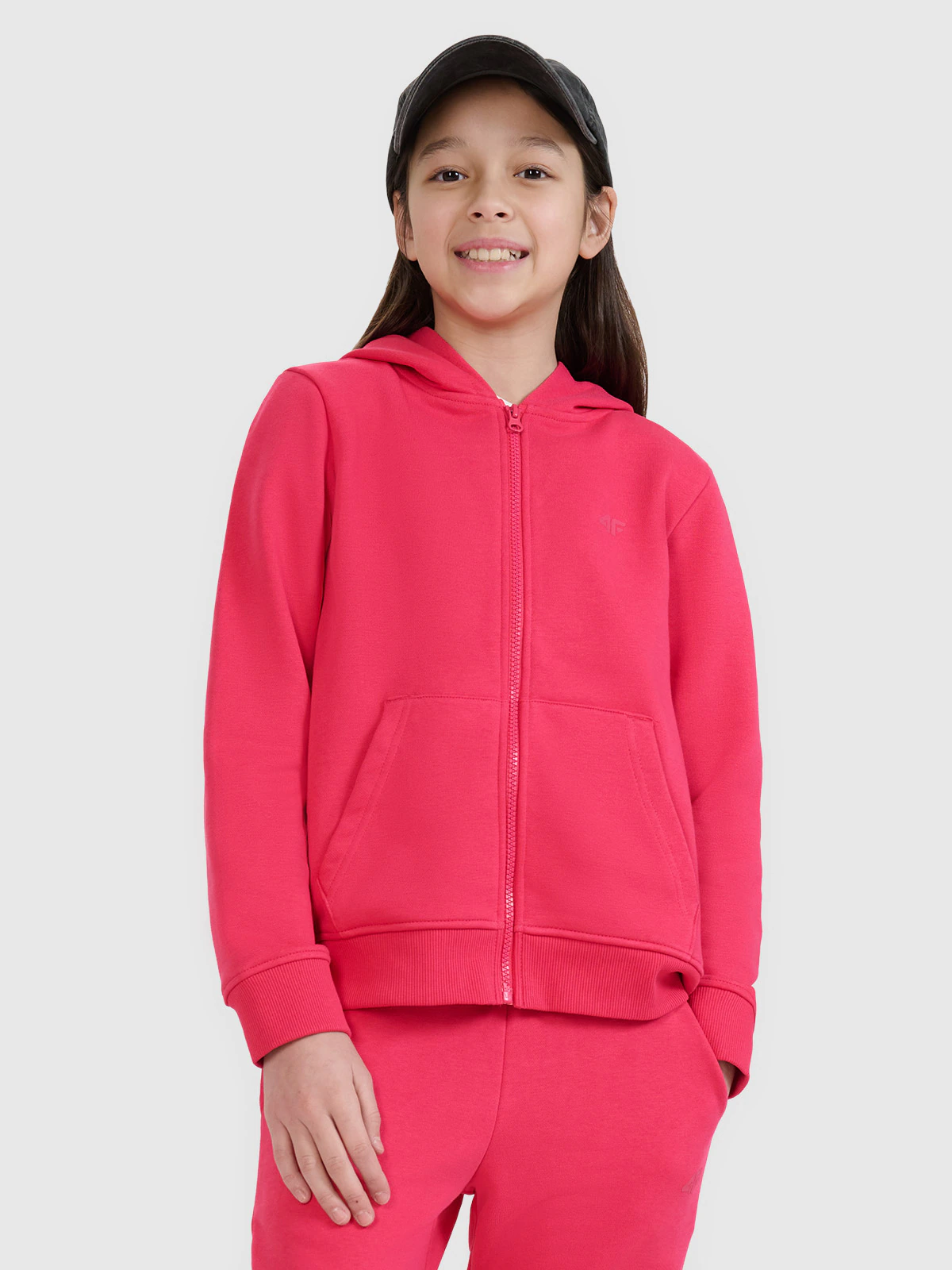 Bluza dresowa rozpinana z kapturem dziewczęca - fioletowa