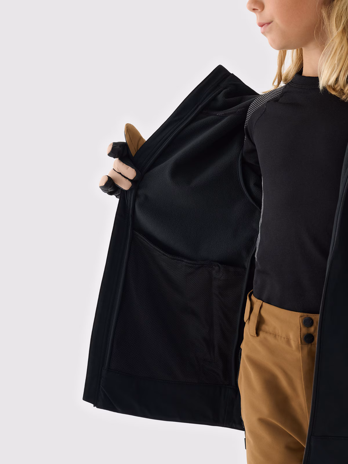 Kurtka snowboardowa softshell wiatroodporna membrana NeoDry 5000 chłopięca - czarna