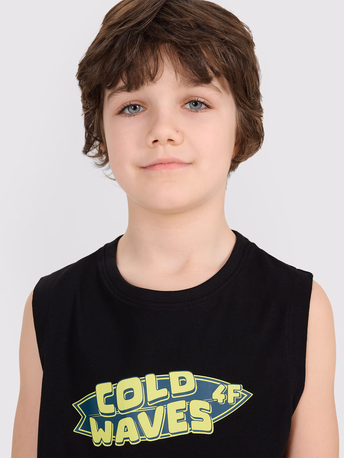 Tank top regular z nadrukiem chłopięcy - turkusowy