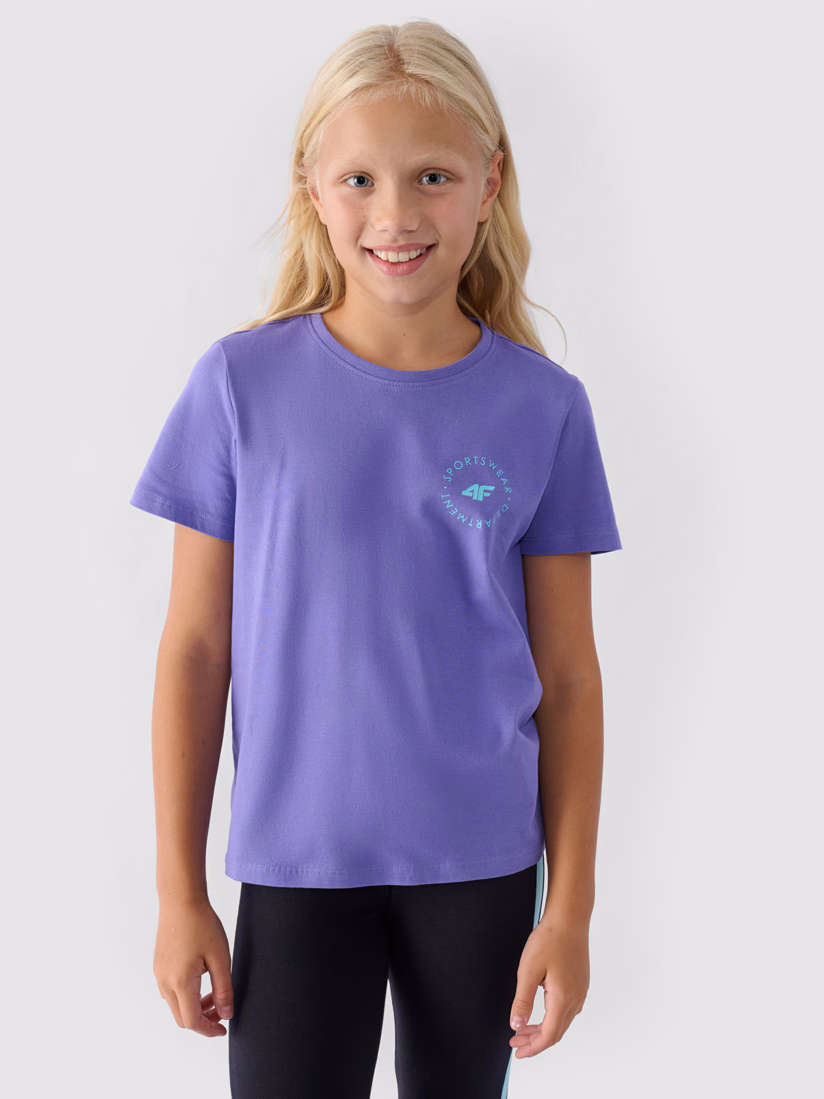 T-shirt gładki dziewczęcy - czarny