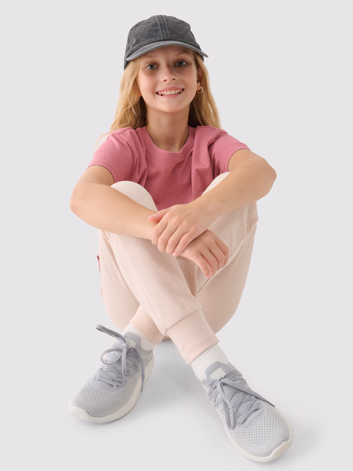 T-shirt gładki dziewczęcy - fioletowy