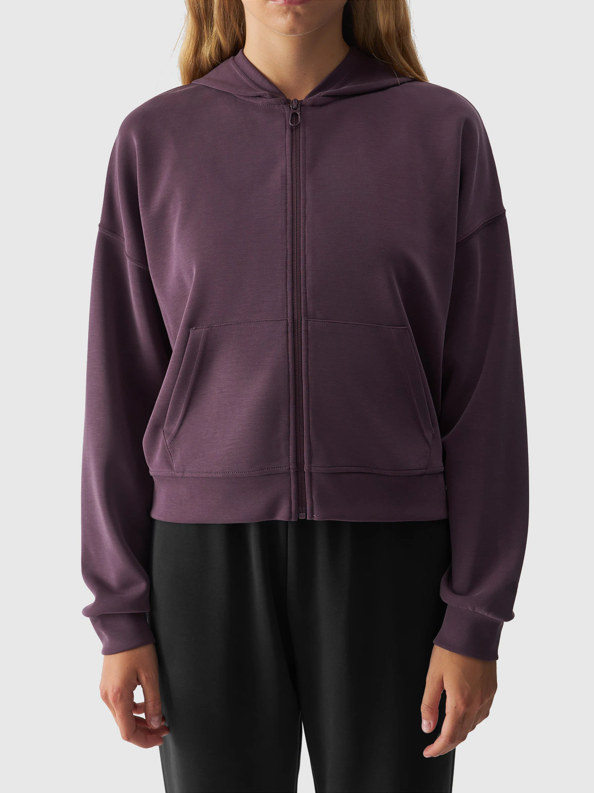 Bluza dresowa rozpinana z modalem damska - fioletowa