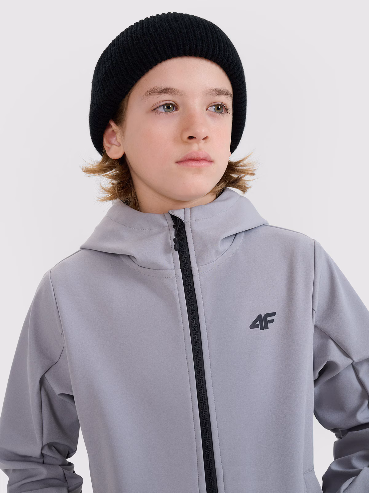 Kurtka softshell wiatroodporna membrana 5000 chłopięca - czarna