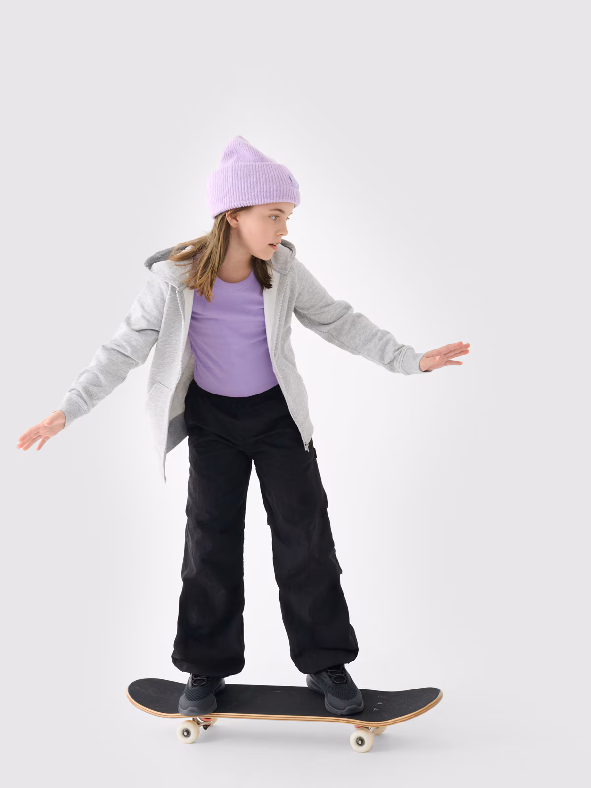 Bluza dresowa rozpinana z kapturem dziewczęca - pudrowy róż