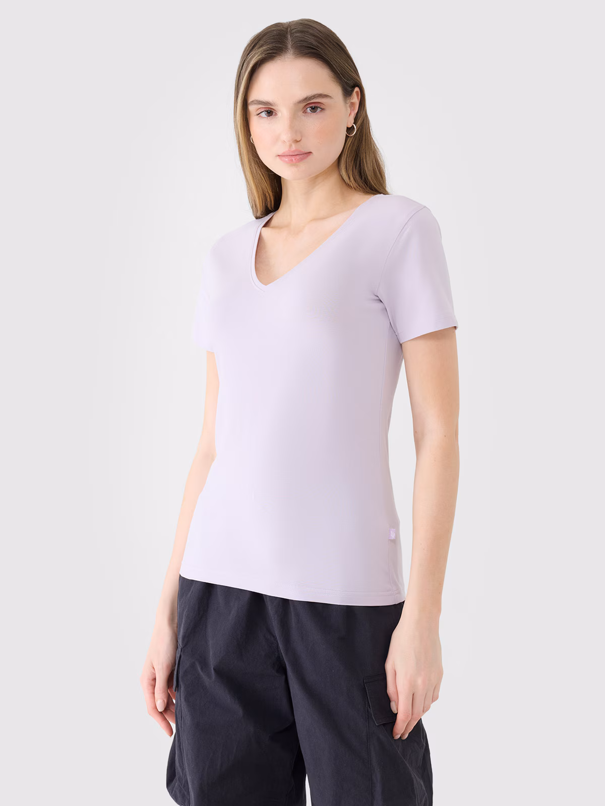 T-shirt slim gładki damski - biały